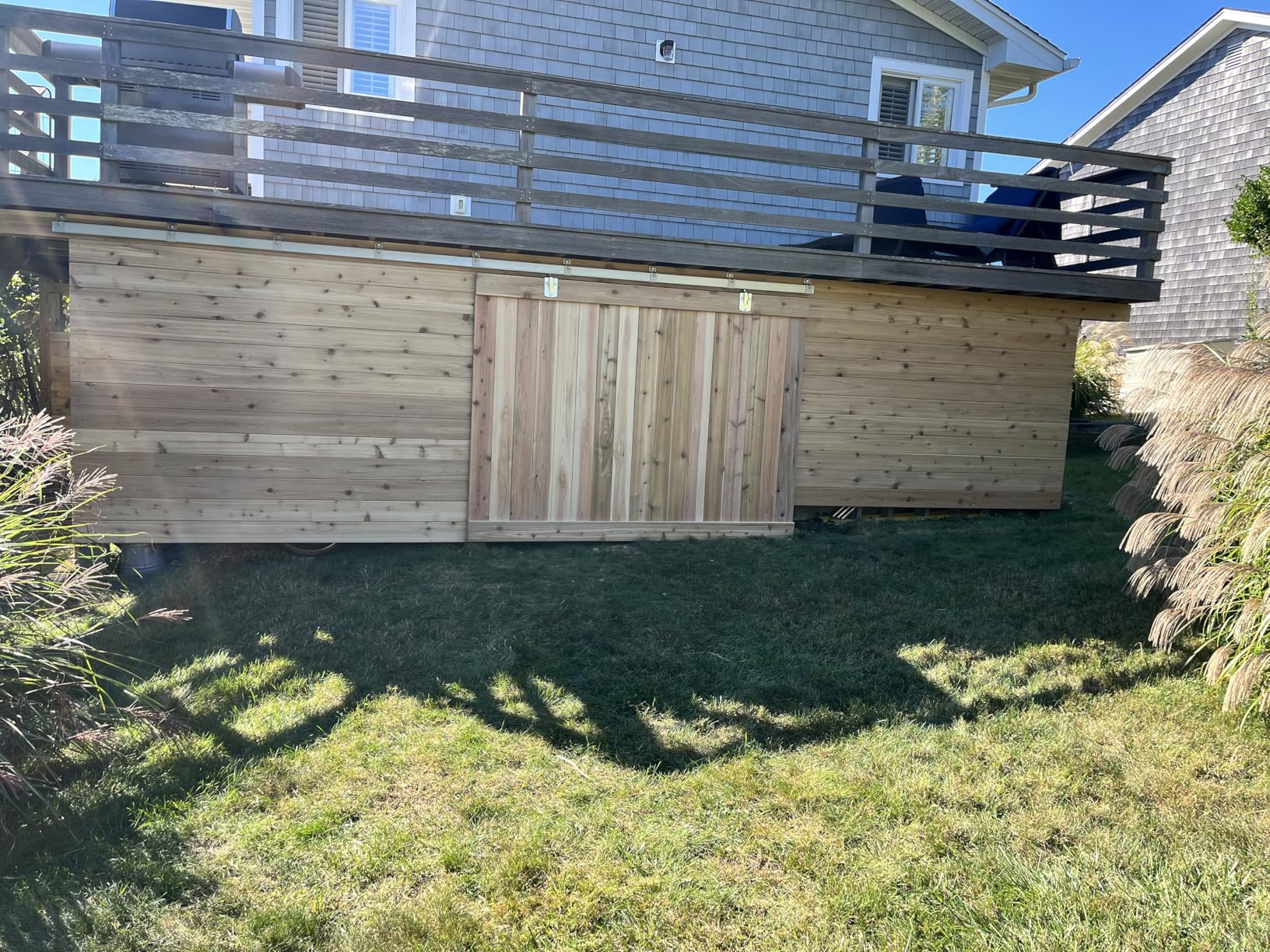 JUBEST 8FT Box Rail Exterior Barn Door Hardware Kit, Heavy-Duty Silver Sliding Barn Door Track System, Wall Mount Door Hardware Kits (Door Not Included) customer photo 2