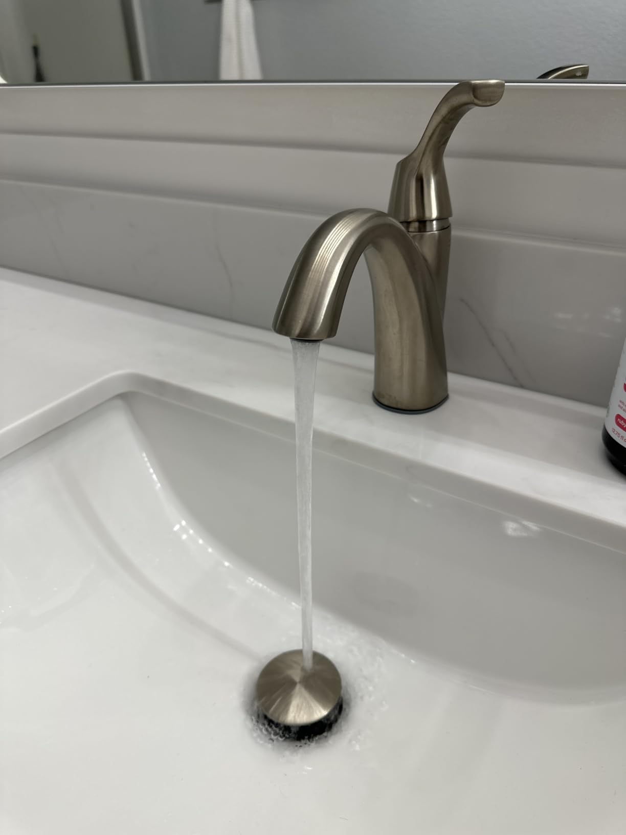 Bathroom Faucet Brushed Nickel with Drain and Water Supply Lines | Single Handle Bathroom Sink Faucet for 1 Hole with 3 Holes Deck Plate, Lavatory Vanity Faucets, TAF206-BN customer photo 1