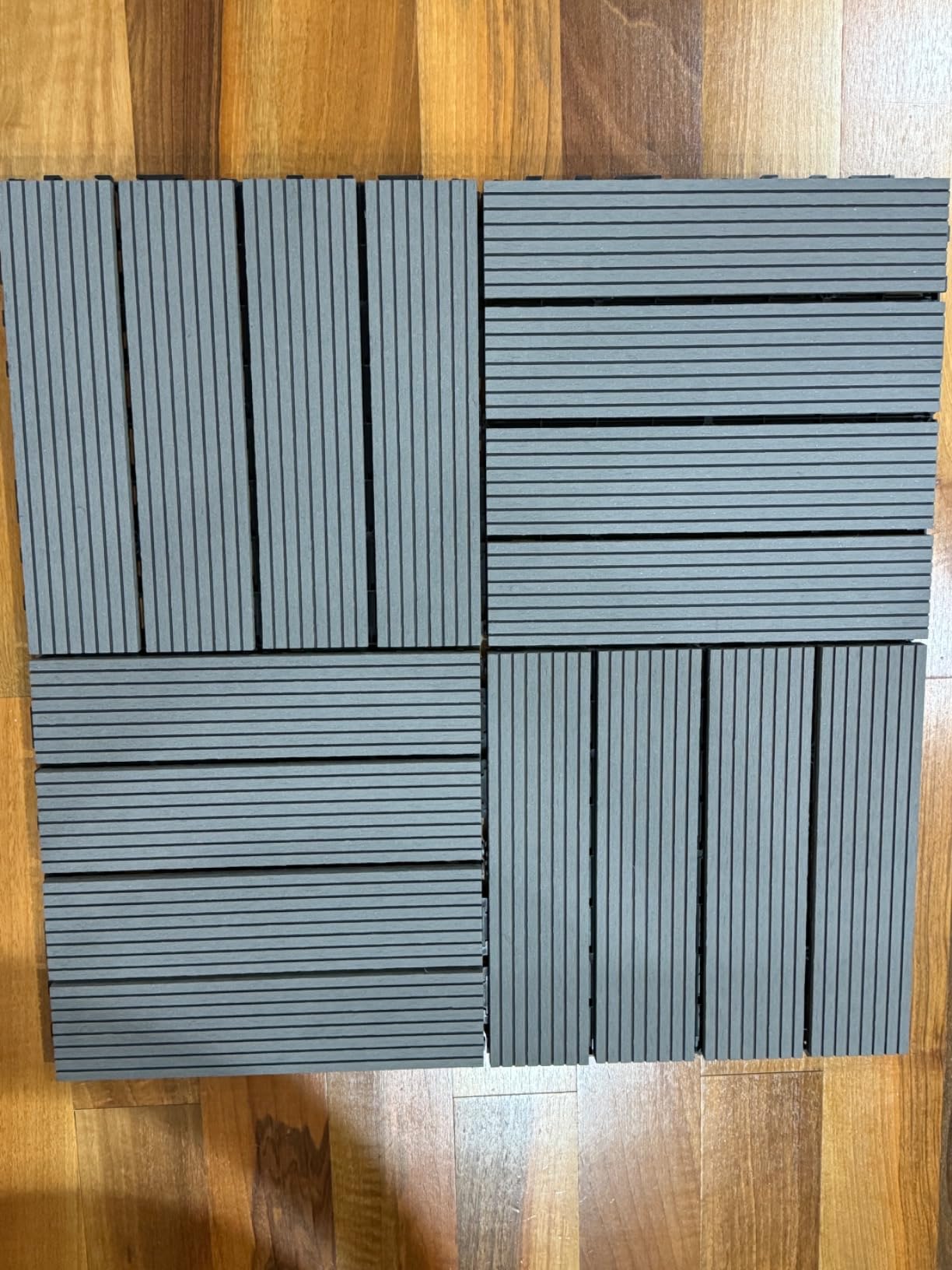 IDZO Wood Plastic Composite Deck Tiles Set of 10, Sustainable FSC Composite Decking - Grey customer photo 2