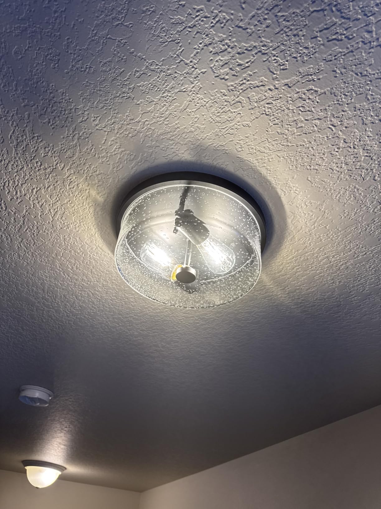 Black Flush Mount Ceiling Light Fixtures, 2-Light Ceiling Mount for Farmhouse with Seeded Glass Lampshade, Industrial Flush Mount Light Fixture Farmhouse for Hallway, Kitchen, Entryway and Foyer customer photo 2