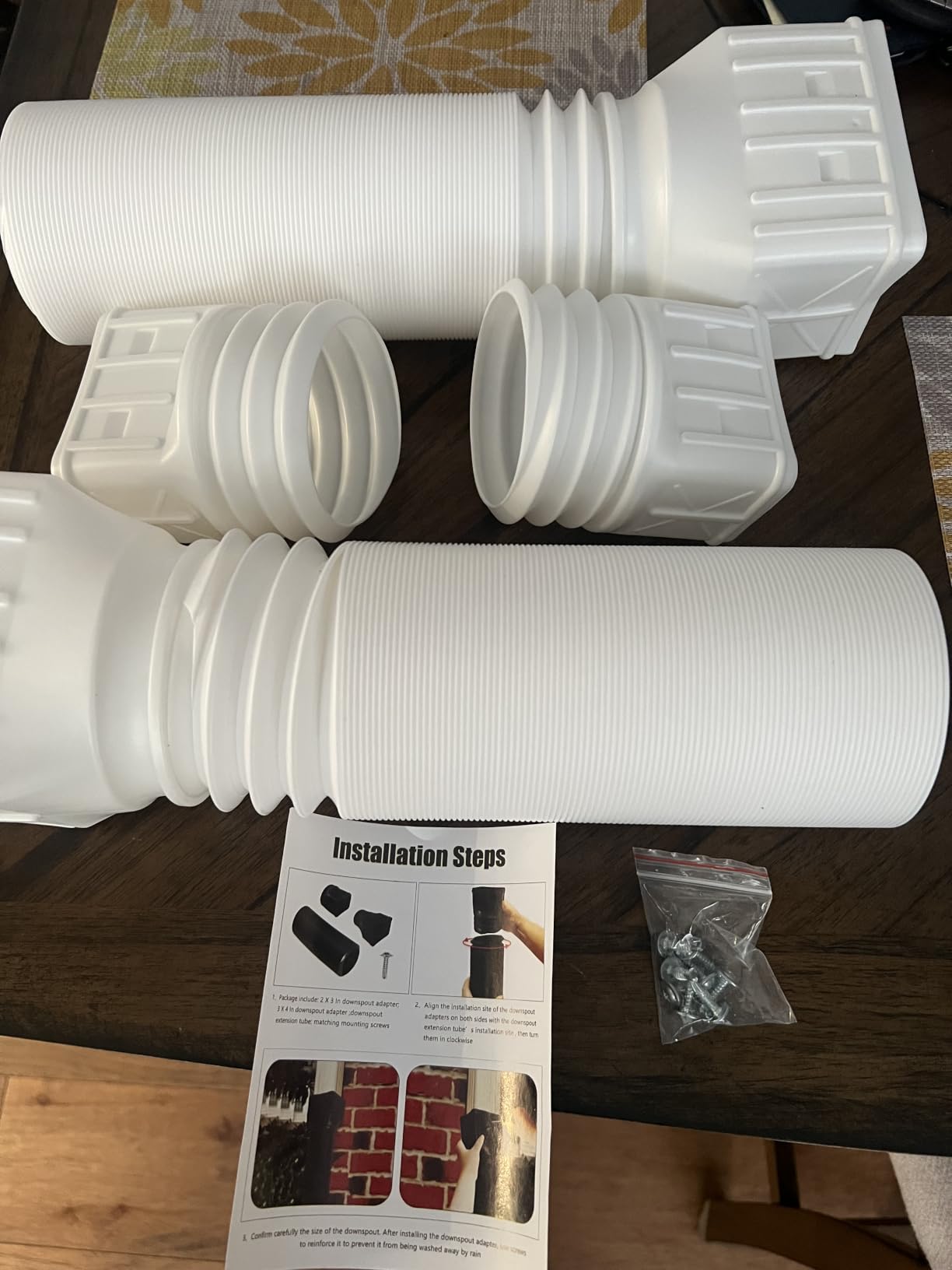 2 Pack Flexible Rain Gutter Downspout Extensions, Drain Downspout Extender, Gutter Extension Flexible, Down Spout Drain Extension Pipes, Extendable from 21 to 60 Inches (Black) customer photo 2