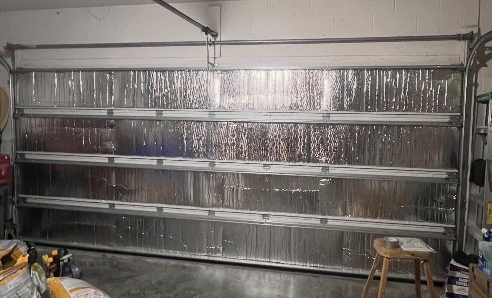 24P Garage Door Insulation Kit Panels 6MM 24x8FT for Triple Garage Door, Pre-Cut Bubble Reflective Aluminum Foil Sheet 240 Tape, DIY Install Temperature Control Block Summer Heat & Winter Cold customer photo 1