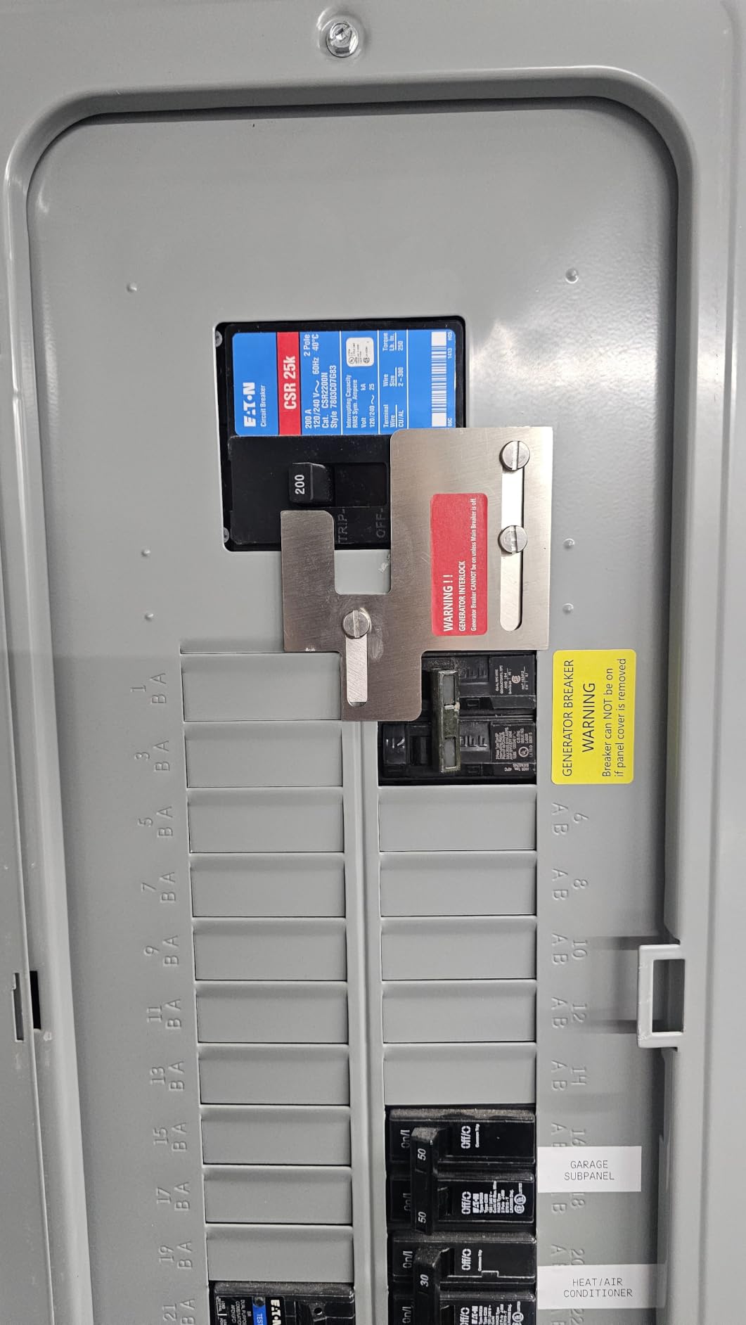 Generator Interlock Kit Compatible with Eaton Cutler Hammer BR SERIES 150 and 200 amp Panels, 1 1/4-1 7/16 inches Spacing Between Main and Branch Breaker, Professional and Interlock Kit customer photo 1