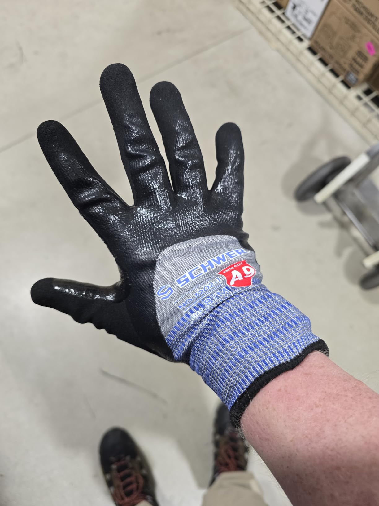 Schwer A9 Cut Resistant Work Gloves, 3/4 Double-Dipped Coating, PM3202, L | Level 5 Abrasion, Level 4 Puncture Resistant, 3/4 Water & Oil Proof, Strong Grip, 18 Gauge, Touchscreen, Durable, Heavy Duty customer photo 1