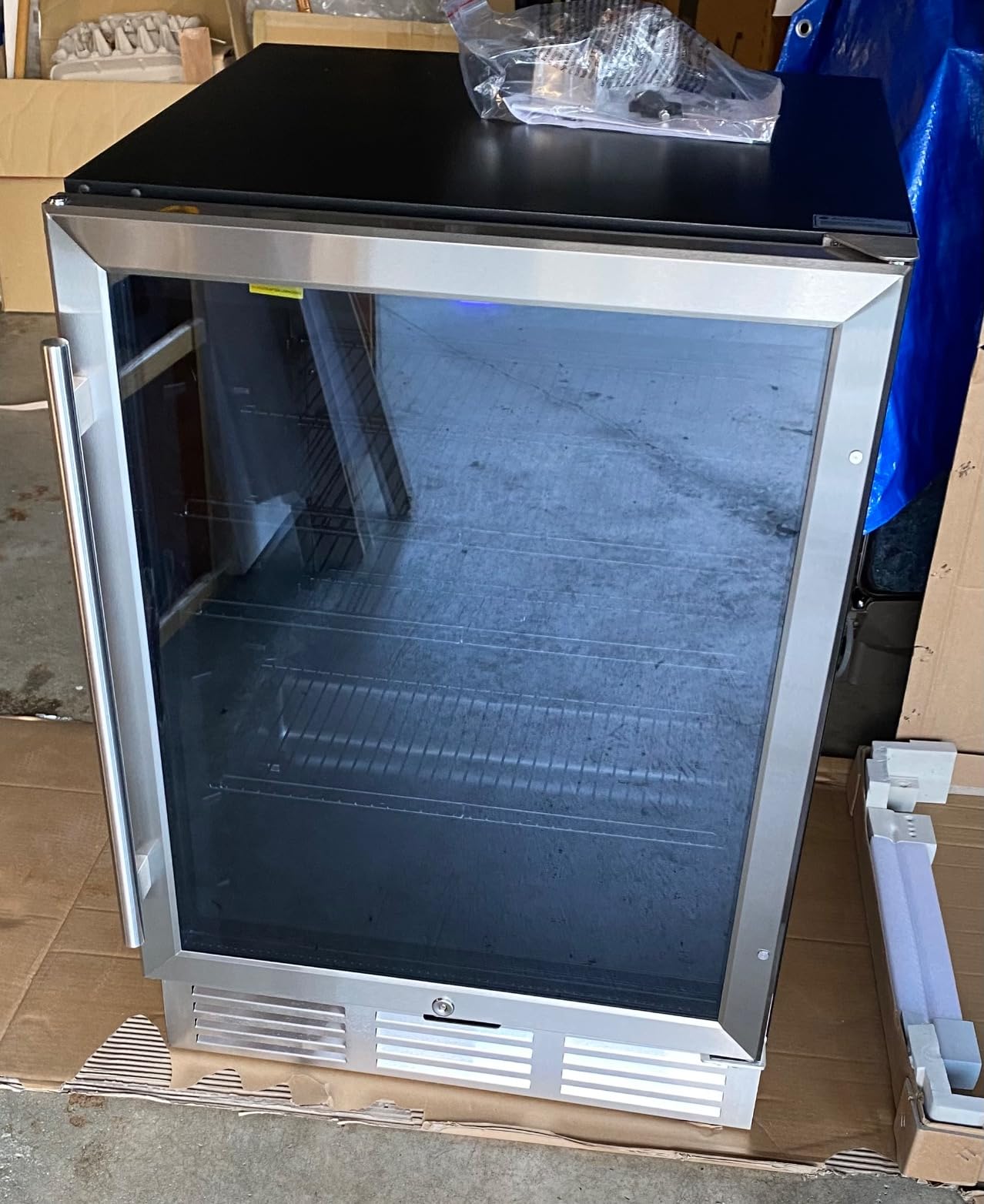 EUHOMY 24 Inch Beverage Refrigerator, 180 Can Built-in Beverage Cooler, Under Counter Beer Fridge with Glass Door customer photo 1