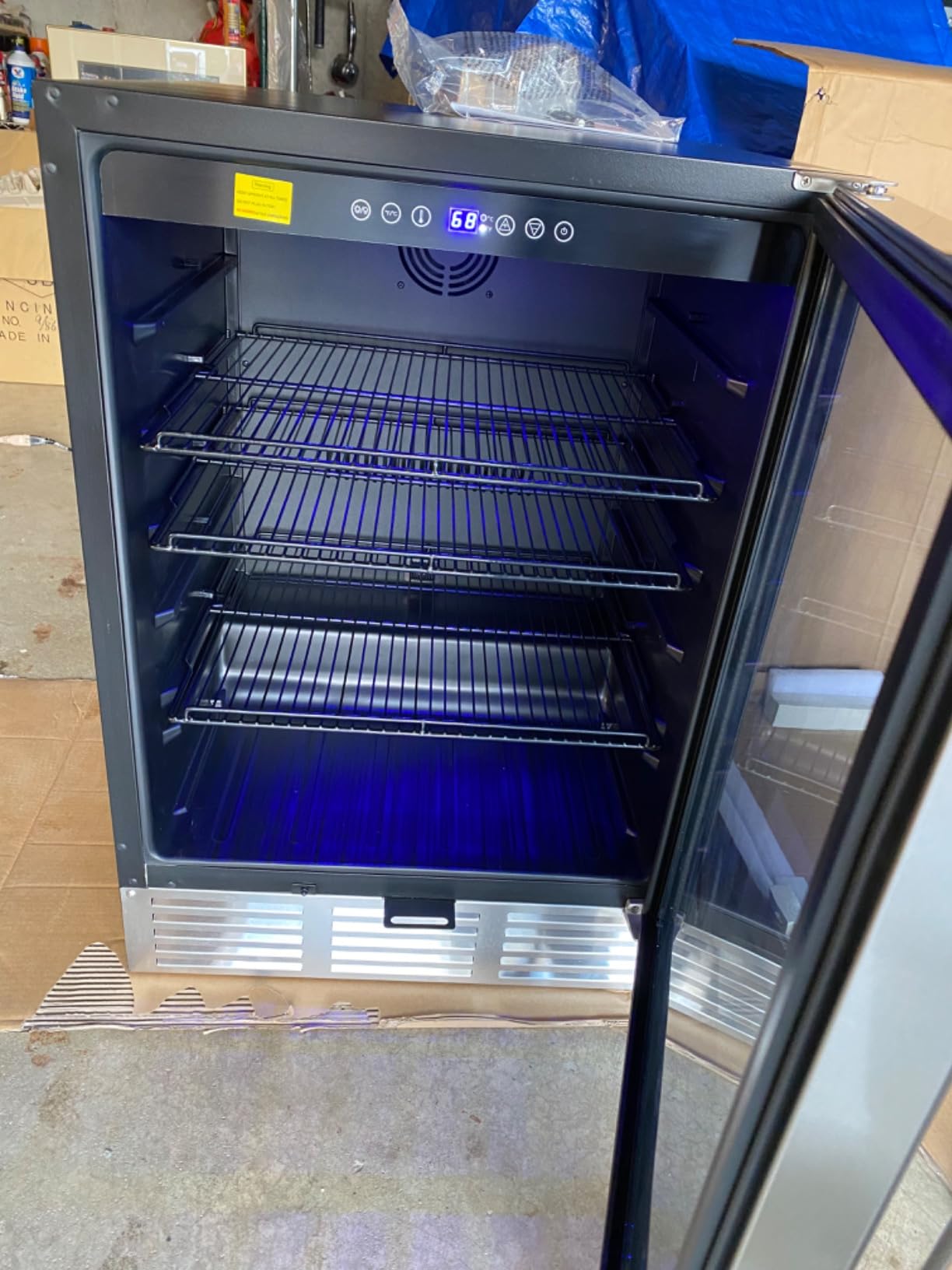 EUHOMY 24 Inch Beverage Refrigerator, 180 Can Built-in Beverage Cooler, Under Counter Beer Fridge with Glass Door customer photo 2
