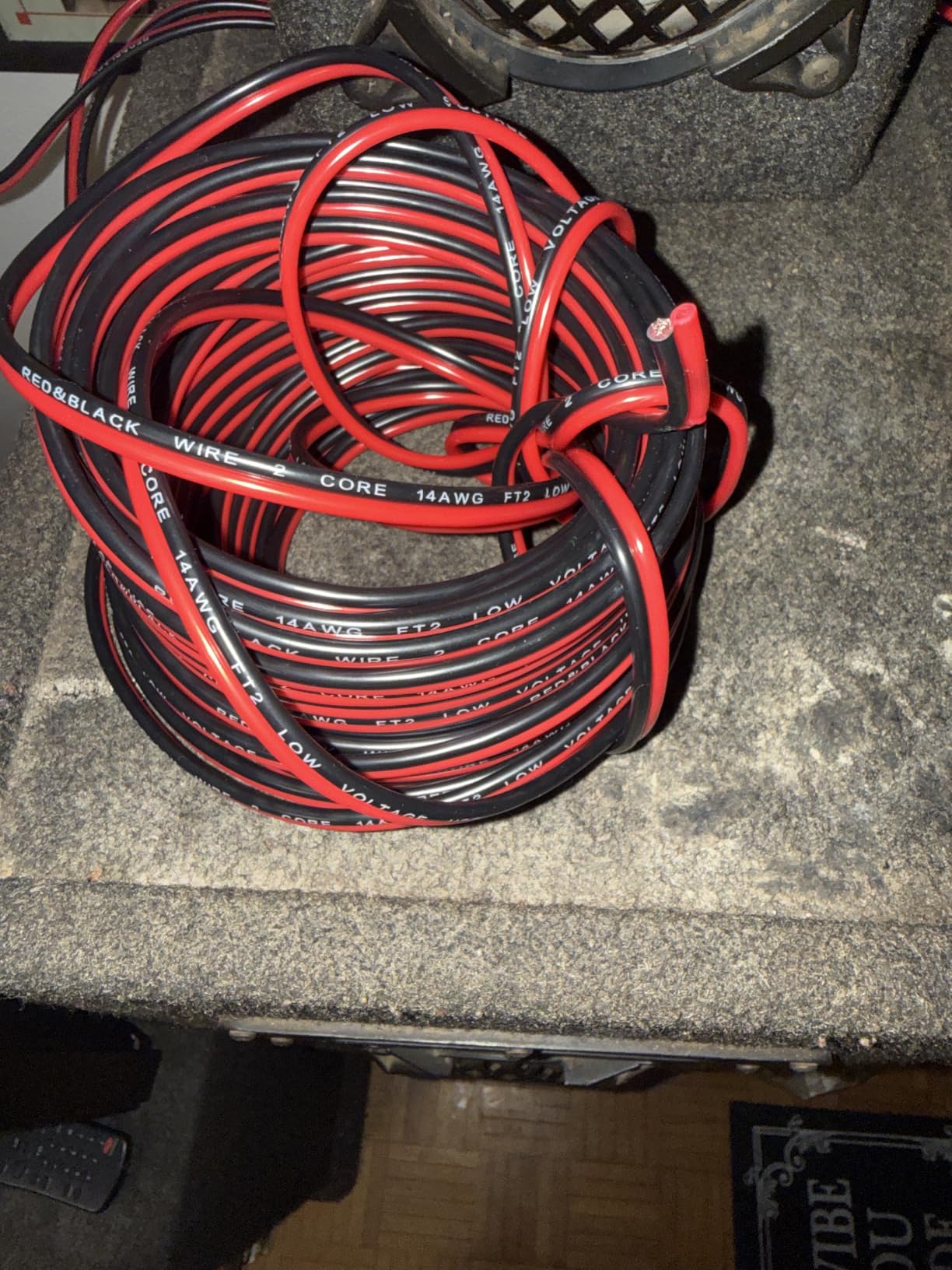 Energeaster 14 Gauge Wire 100FT, 14AWG Automotive Wire Electrical Wire | 2 Conductors Red Black Cable, Low Voltage Copper Clad Aluminum Extension Cord for Speaker Wire, LED, Automotive 12V/24V DC customer photo 1