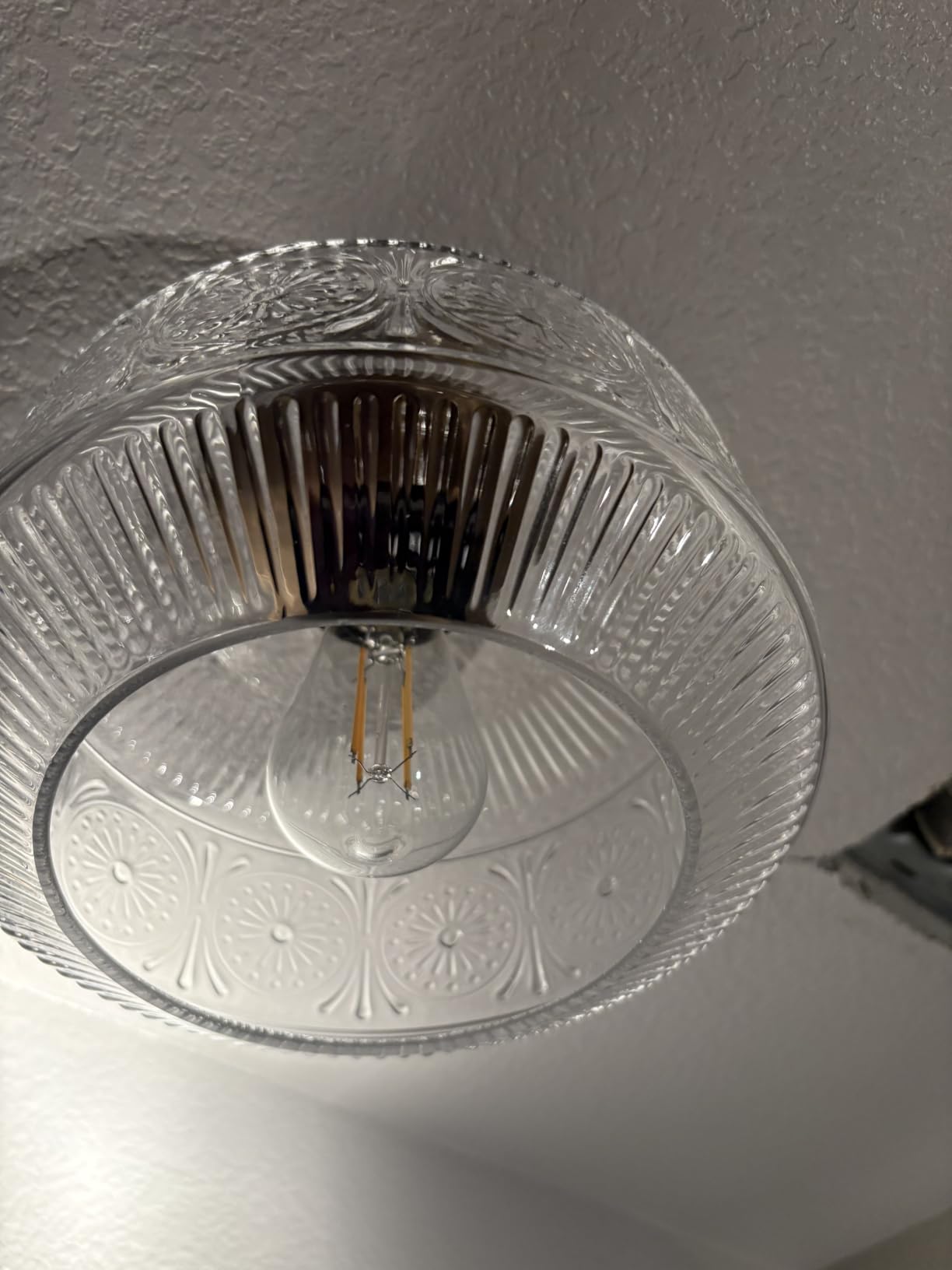 DSMJFU Semi Flush Mount Ceiling Light, Brass Thick Glass Fixture | Thick Glass Shade Creates Soft Warm Glow, Semi Flush Design Fits Low Ceilings, Ideal for Hallway Bedroom Bathroom Laundry customer photo 1