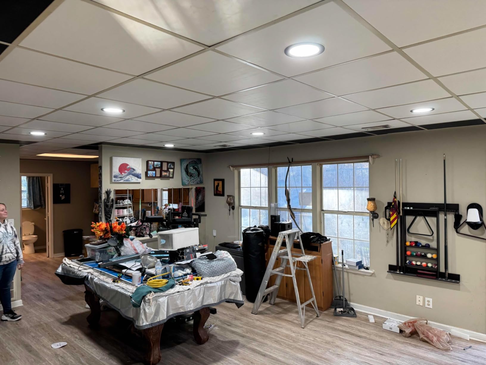 PVC Drop Ceiling Tiles 2ft x 4ft - Waterproof, Fire-Rated, Commercial Grade, Washable & Scratch Resistant, No Sag and Breakage - Easy Drop-in Installation - Case of 10 (80 sq. ft.) customer photo 2