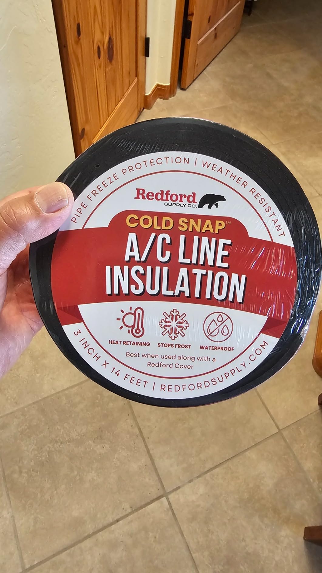 2 inch x 14 ft, AC Line Pipe Insulation, Outdoor Pipe Insulation Wrap for Winter Freeze Protection, Water Line Freeze Protection Foam, Insulated Wrap for Copper Pipes, PVC customer photo 2