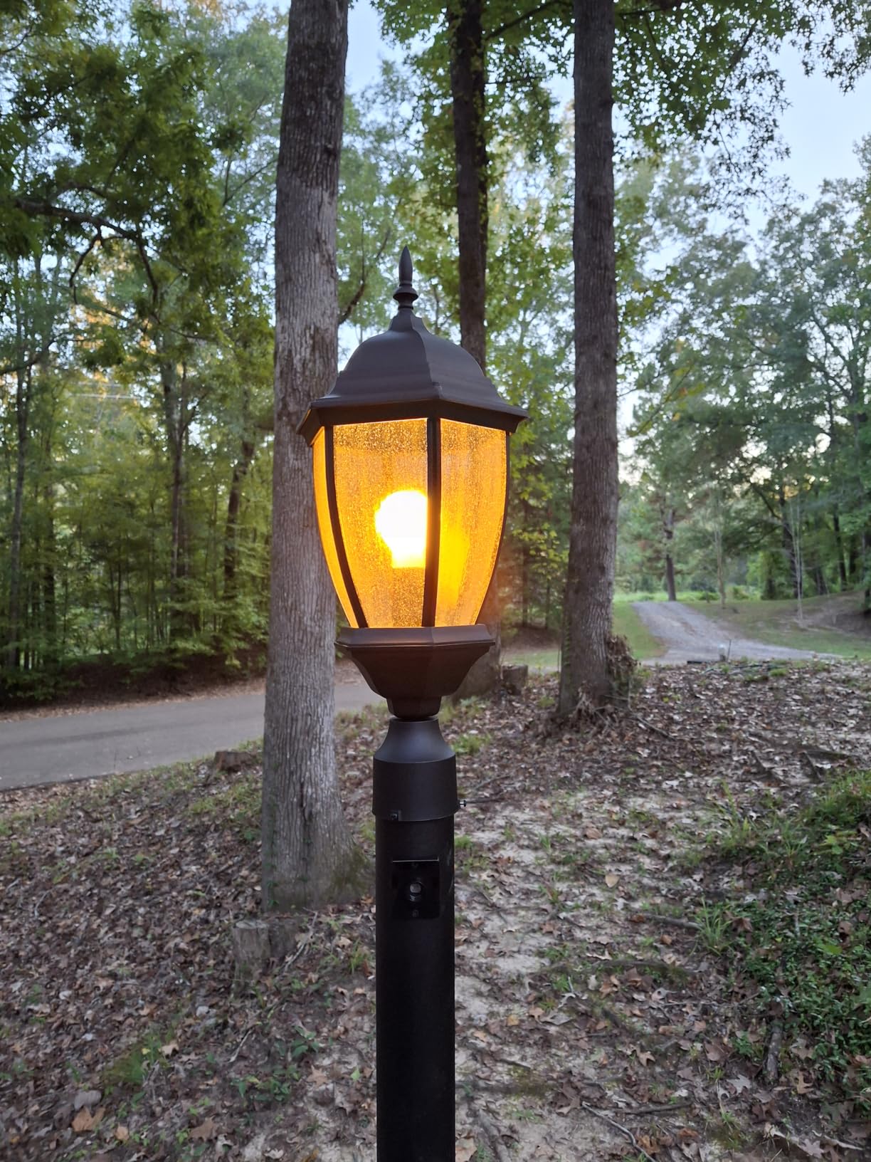 Outdoor Post Light, 21 Inch Aluminum Outside Post Lantern, Waterproof Exterior Lamp Pole Lantern Head with Seeded Glass, Matte Black Column Lights for Patio Garden Walkway Landscape E26 Base Max 100W customer photo 1