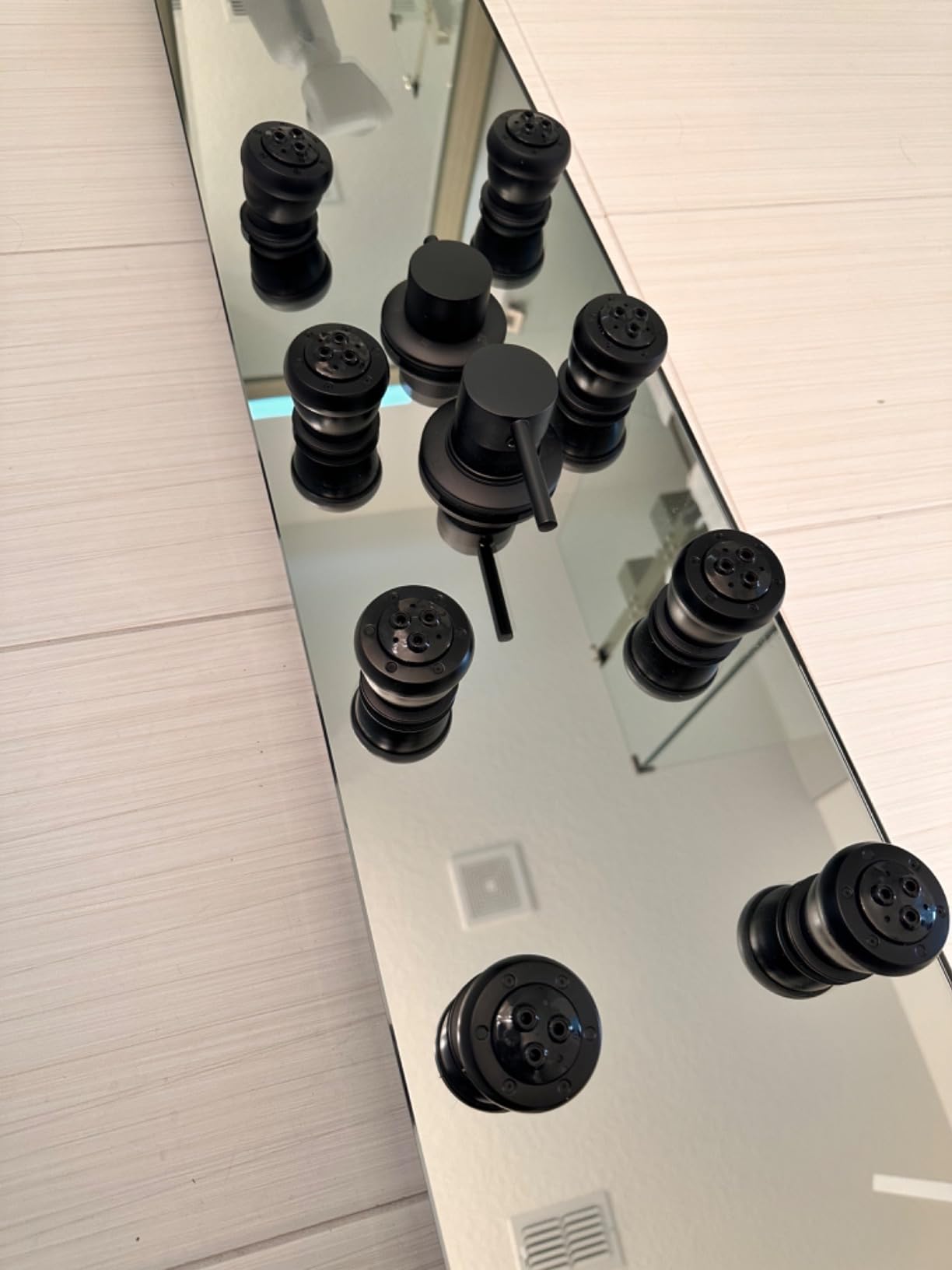 Shower Panel - Adjustable Rainfall Head, Black | Stainless Steel and Glass, Multifunction Shower Panels Tower System, Handheld Shower 2-Setting Body Jets, Tub Spout customer photo 2