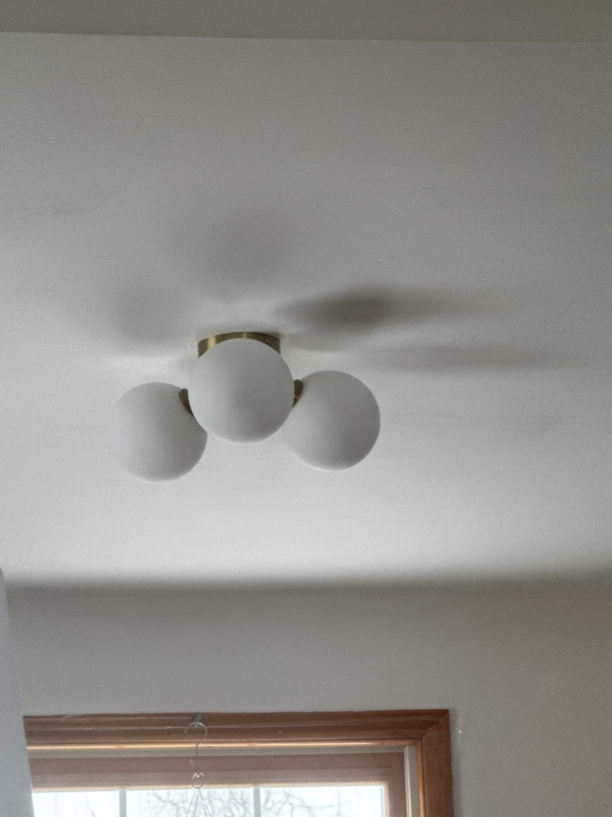 Mid Century Modern Gold Semi Flush Mount Ceiling Light Fixture 3 Light 18 inch, Globe Light Fixtures for Bedroom,Entryway,Hallway,Living Room,Kitchen,Dining Room customer photo 1