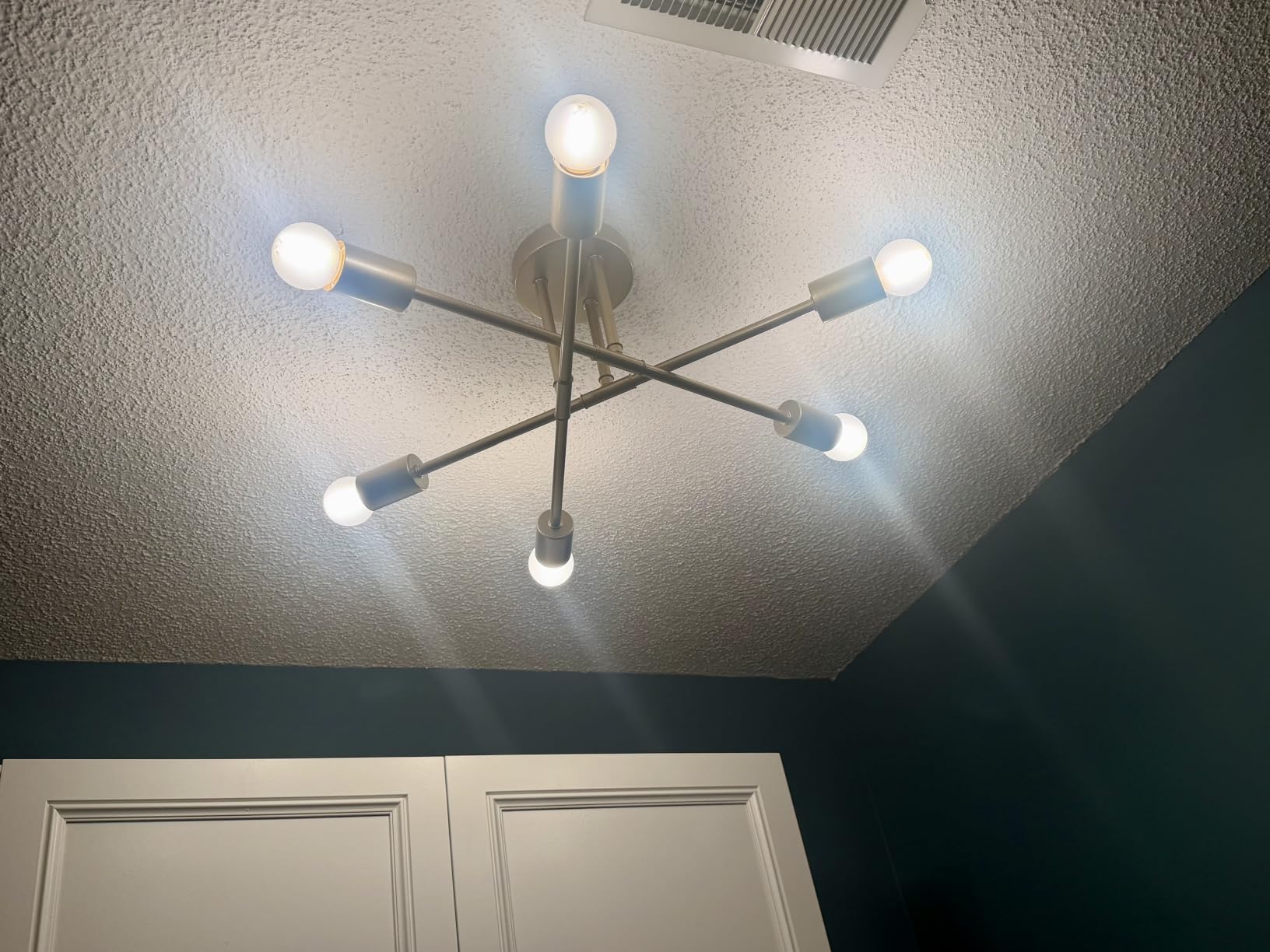 Modern Semi Flush Mount Ceiling Light Fixture Black and Gold Close to Ceiling Light 6-Light Sputnik Chandelier Light Fixture for Hallway Entryway Bedroom Kitchen Dining Room UL Listed customer photo 2