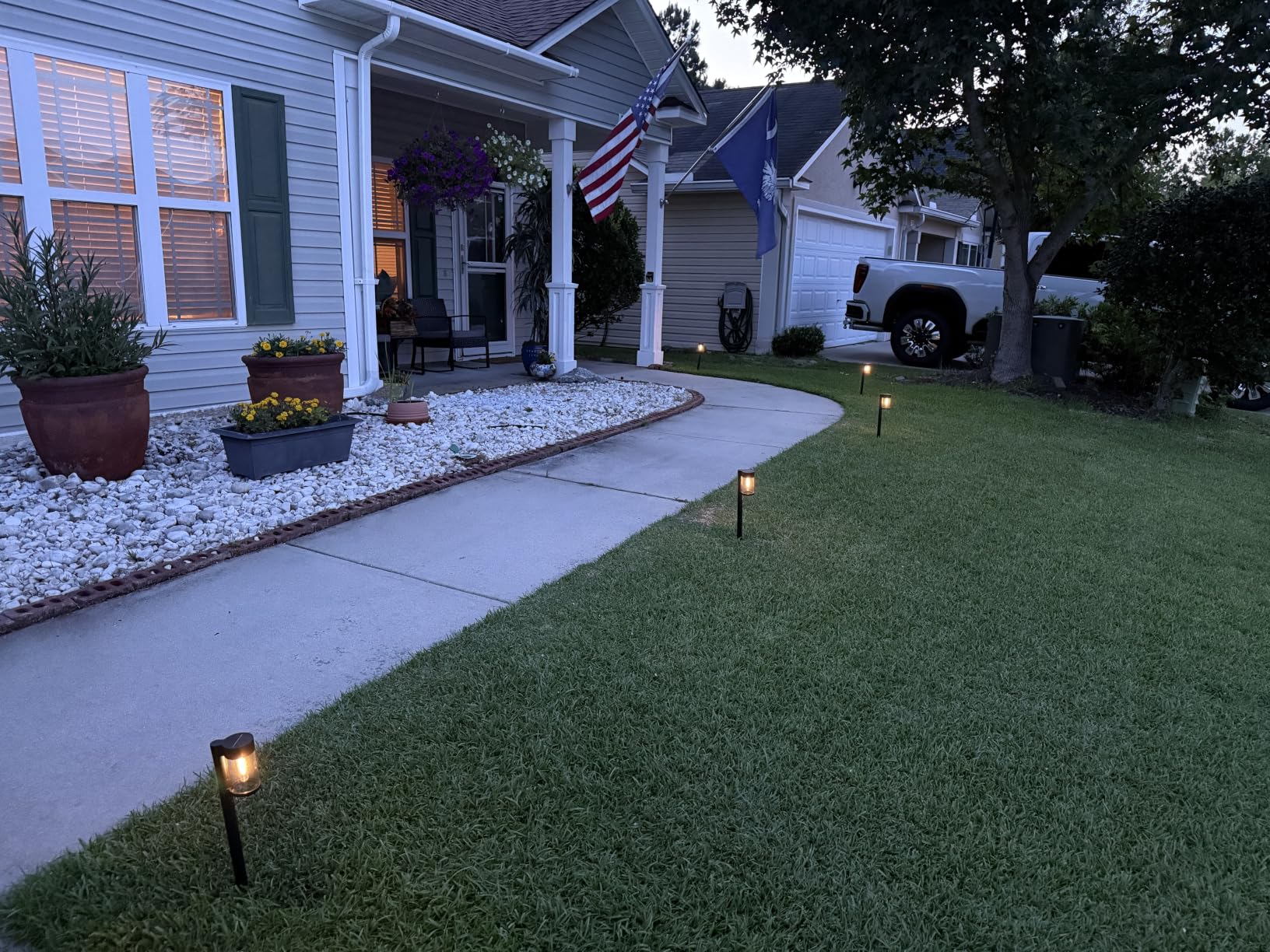 Mancra Solar Pathway Lights Outdoor, 10 Pack Metal & Glass Solar Lights Outdoor Waterproof Landscape Path Lights for Yard Walkway Garden Decor, Warm White customer photo 1