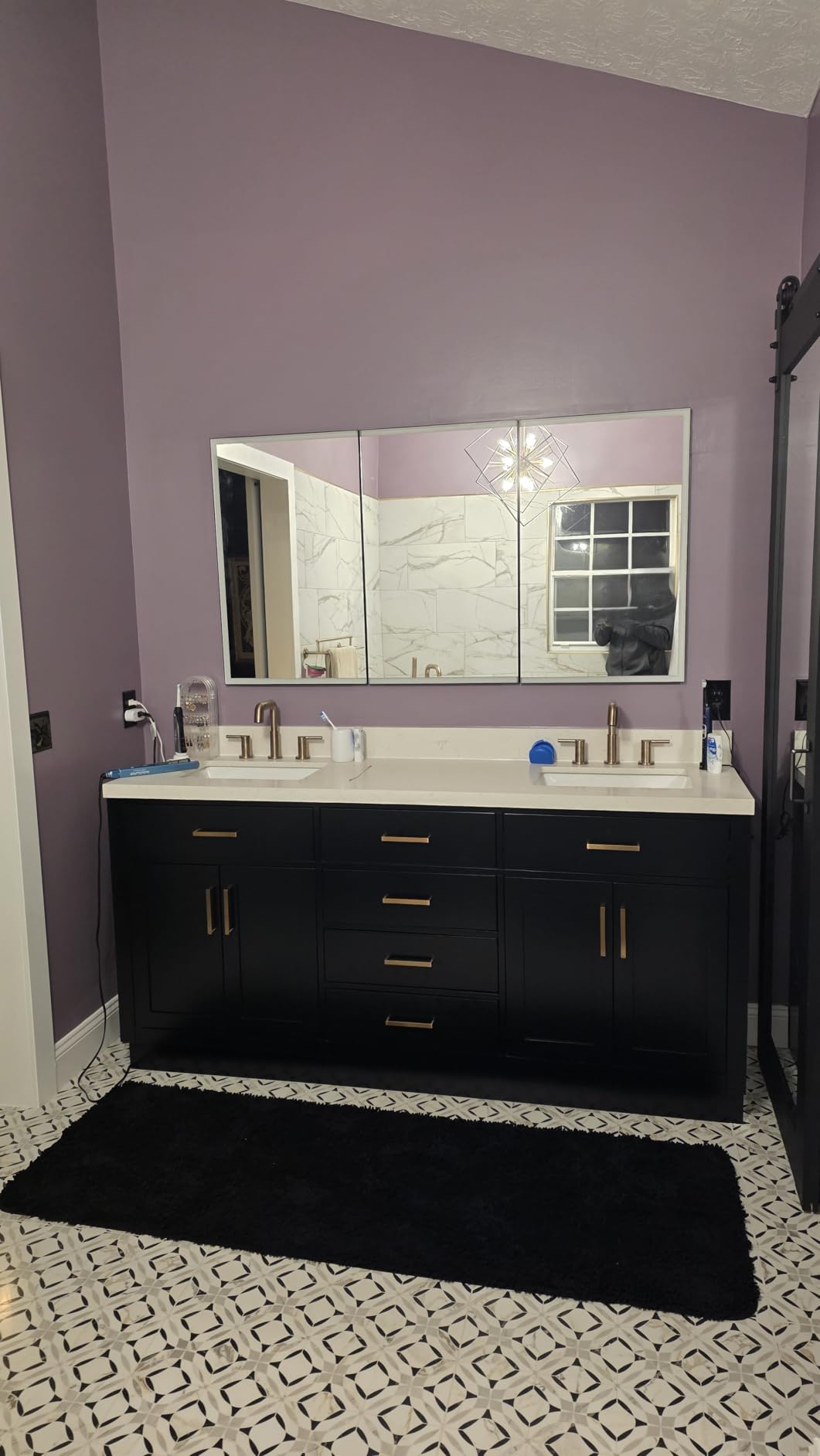 ARIEL Hepburn 72-inch Bathroom Vanity with Sink,Solid Wood, 1.5-inch Carrara White Quartz Countertop & Backsplash, Double Rectangular Porcelain Sink, 4 Soft Closing Doors, 6 Dovetail Drawers, White customer photo 2