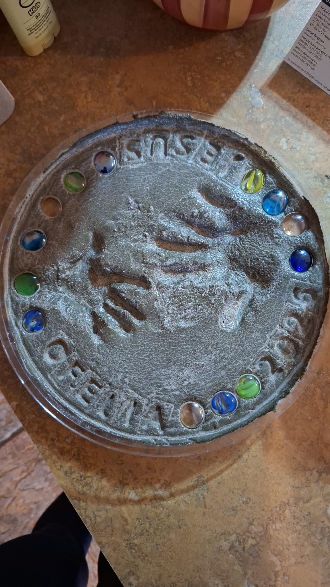 Large DIY Handprint Stepping Stone Kit, Mother's Day Gift, Footprint Stepping Stone (10 Inch + Stamp Set) customer photo 1