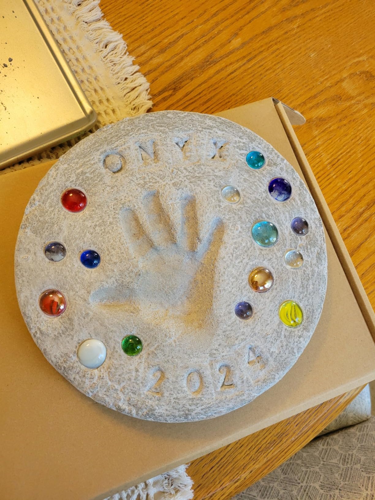 Large DIY Handprint Stepping Stone Kit, Mother's Day Gift, Footprint Stepping Stone (10 Inch + Stamp Set) customer photo 2