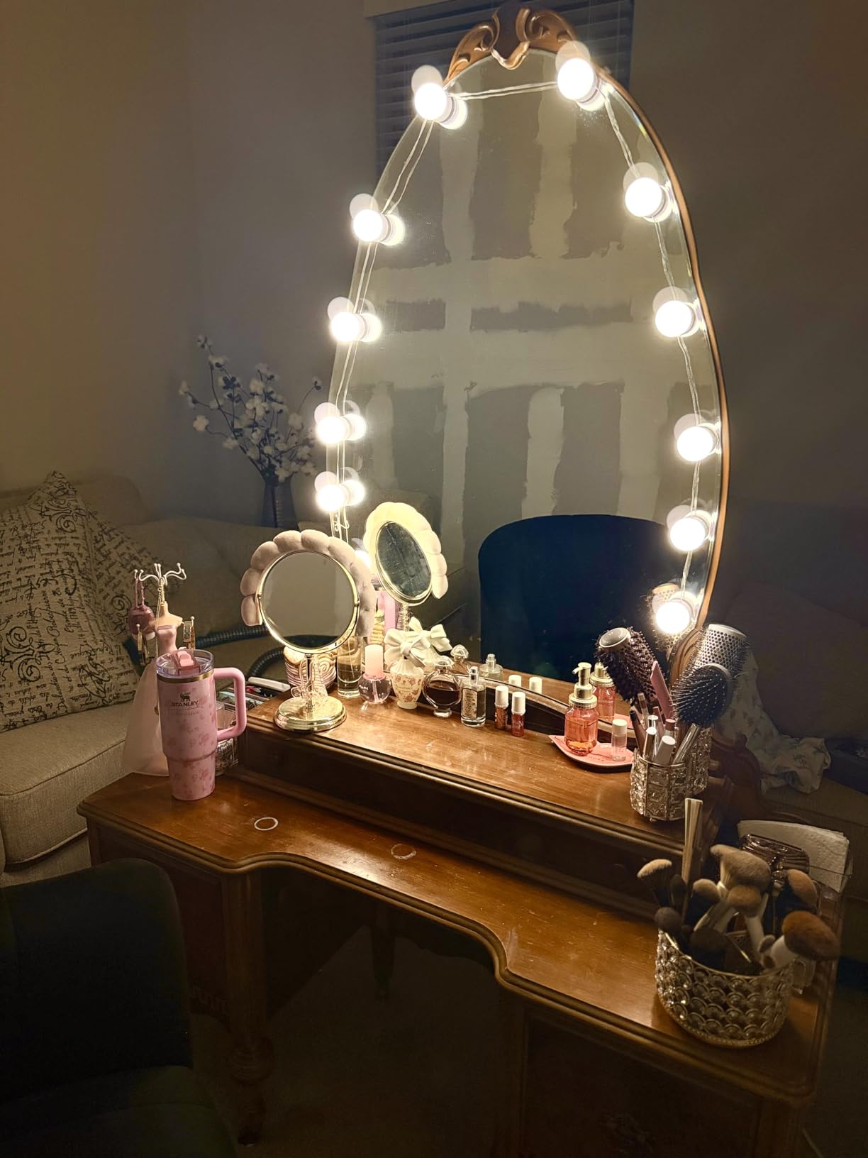 LED Vanity Mirror Lights with 12 Stick On Dimmable Bulbs, 3000K 4500K 6500K & 10 Brightness Levels Adjustable, Plug in USB Cable, Hollywood Style Mirror Lights for Makeup Desk Bathroom Dressing Room customer photo 2