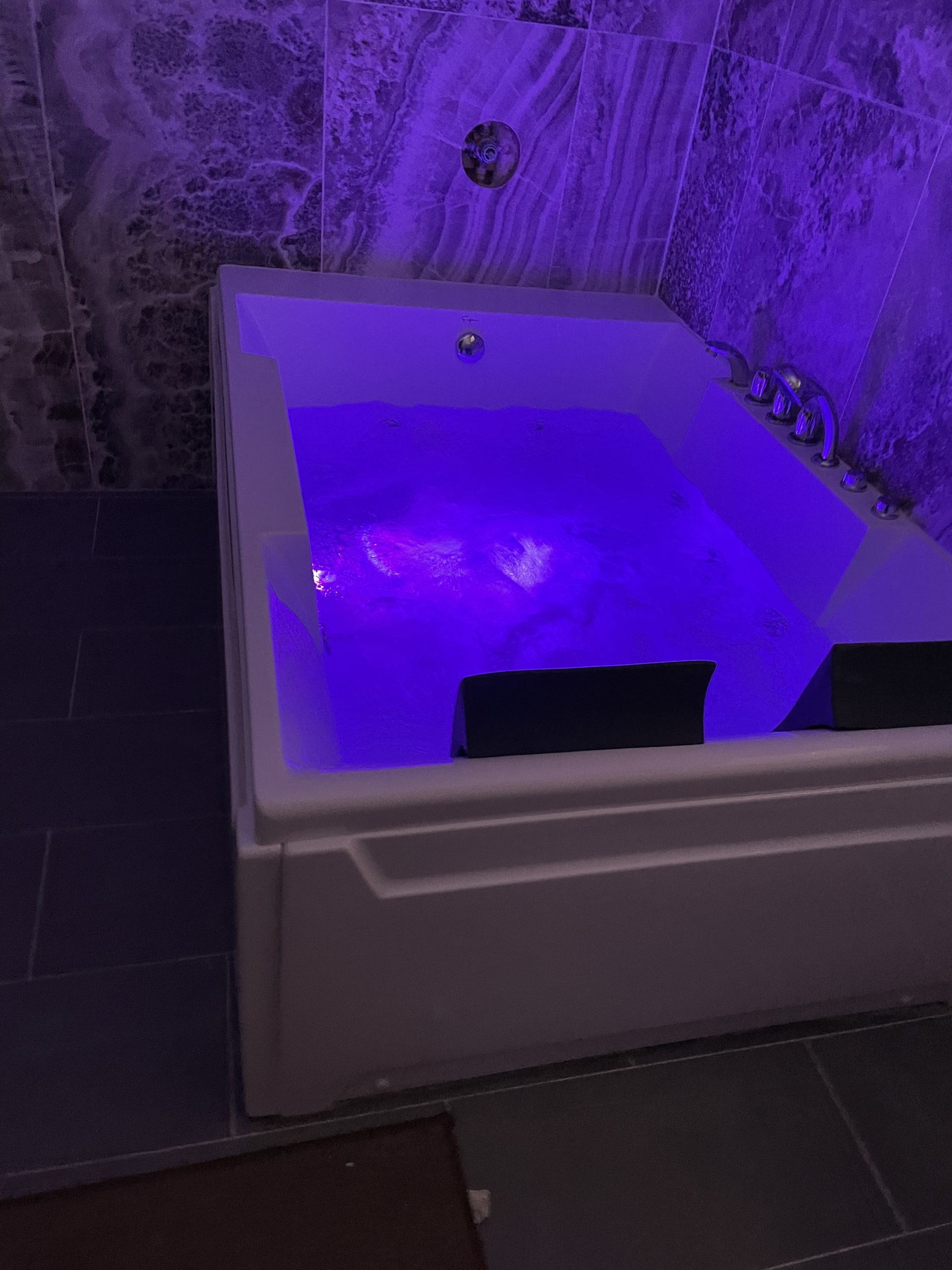 67-Inch Jetted Bathtub with Heater, Back to Wall Whirlpool Tub | Jetted Tub with Chromotherapy, Comforting Hydro Massage Tub with Waterfall, ETL-Certified customer photo 1