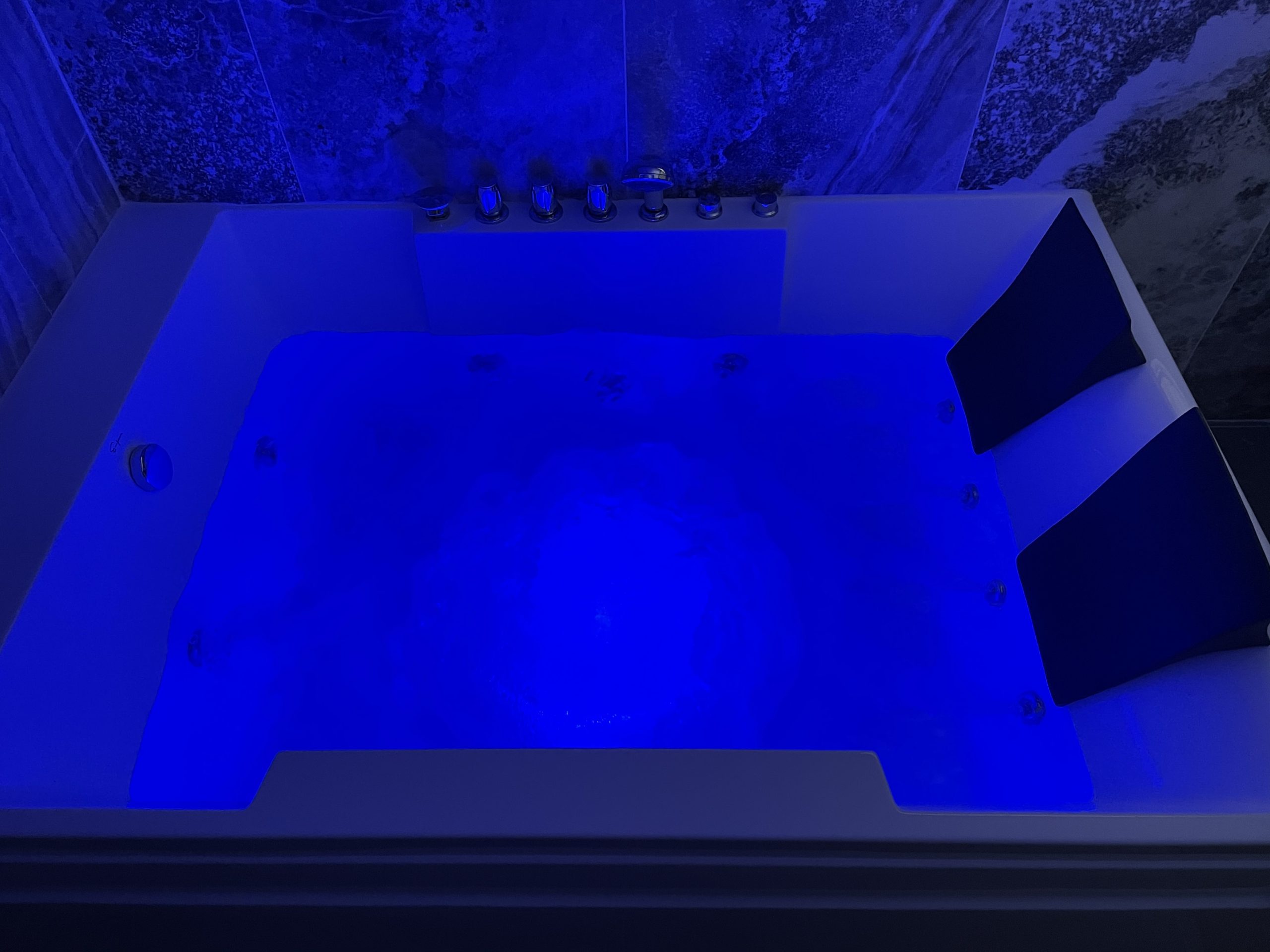 67-Inch Jetted Bathtub with Heater, Back to Wall Whirlpool Tub | Jetted Tub with Chromotherapy, Comforting Hydro Massage Tub with Waterfall, ETL-Certified customer photo 2