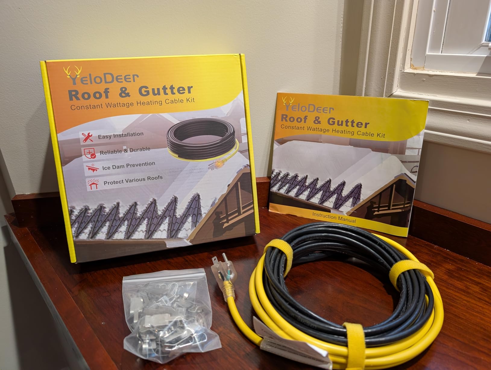 60 FT Self Regulating Roof Gutter Heating Cable Kit for Snow Melt | 6W/FT 120V Electrical Specification, Deicing Ice Dam Prevention, Freeze Protection Tape customer photo 1