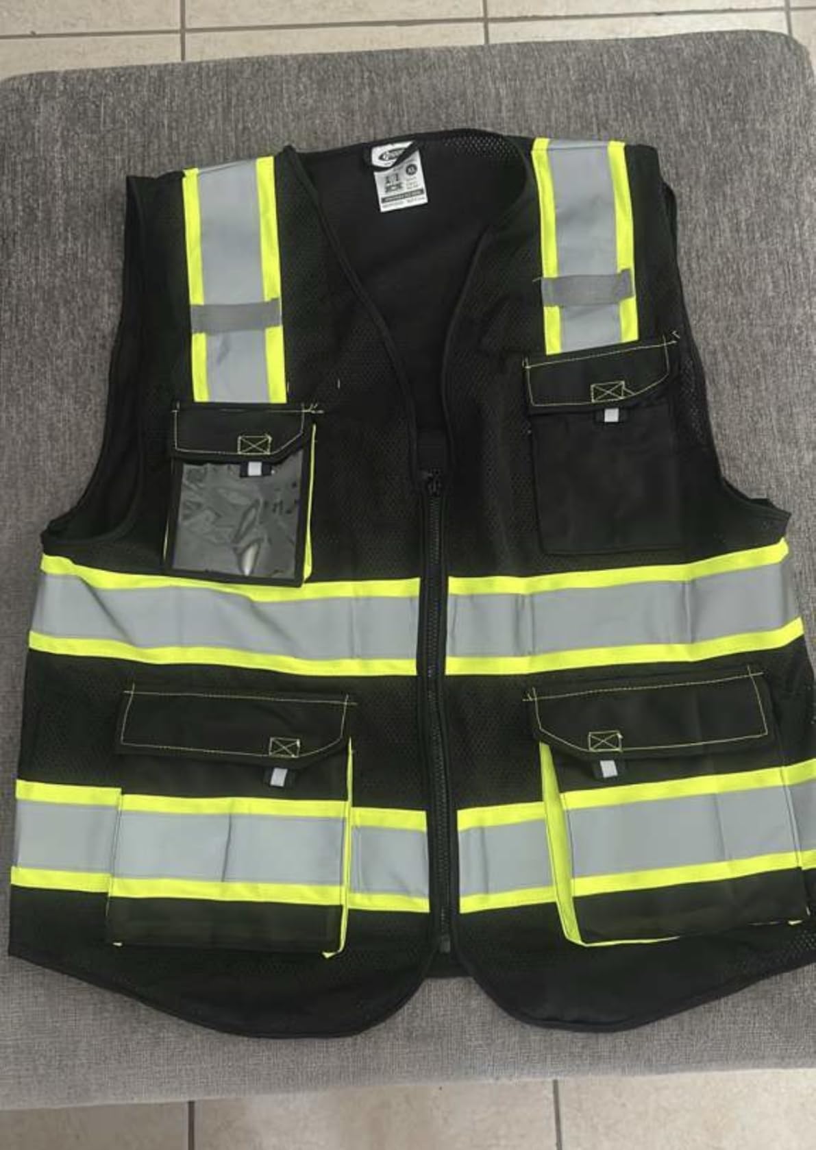 JKSafety Hi Vis Reflective Safety Vests for Men Women High Visibility Vest with Pockets Fabric Construction Safety Apparel Neon Vest for Work (220-Black M) customer photo 1