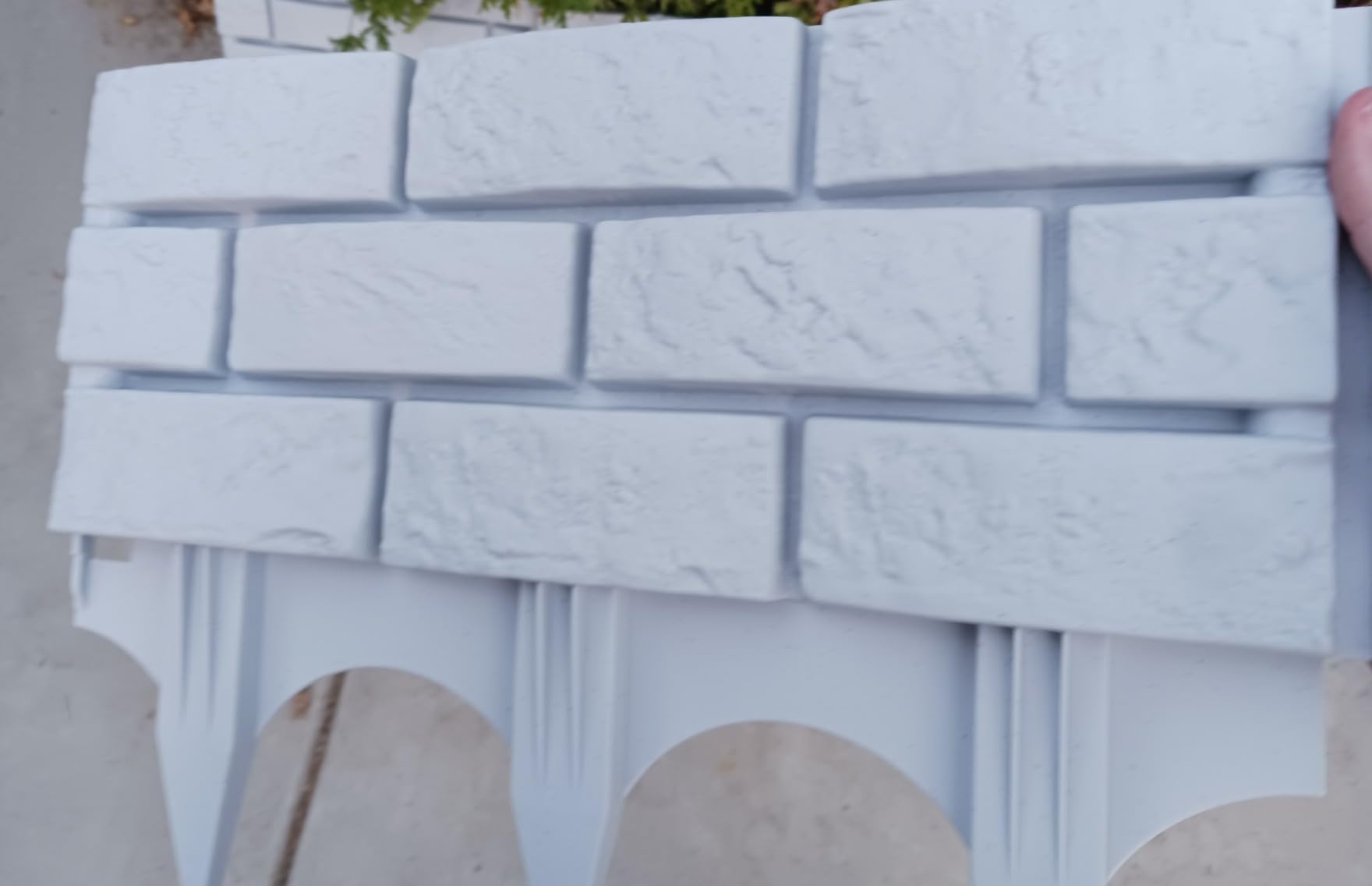 4 Pcs Imitation Stone Garden Fence, Faux Stone Retaining Wall Look Garden Bricks Border with Ground Stakes, 17.3 x 12.6 in Gray Plastic Edging Blocks for Flower Beds, Lawn, Mulch customer photo 2