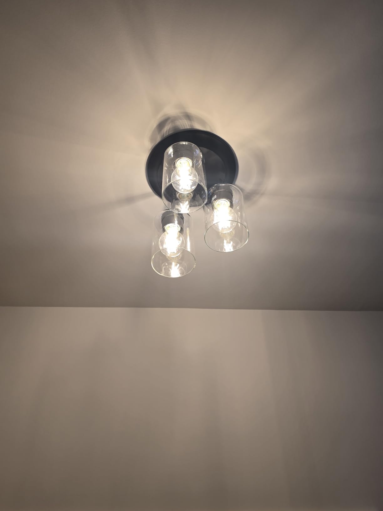 Kalium 3-Lights Semi Flush Mount Ceiling Light Fixture, Matte Black Light Fixtures, Ceiling Light for Kitchen, Foyer, Entryway, Farmhouse, Home Decor, Clear Glass Shade customer photo 1