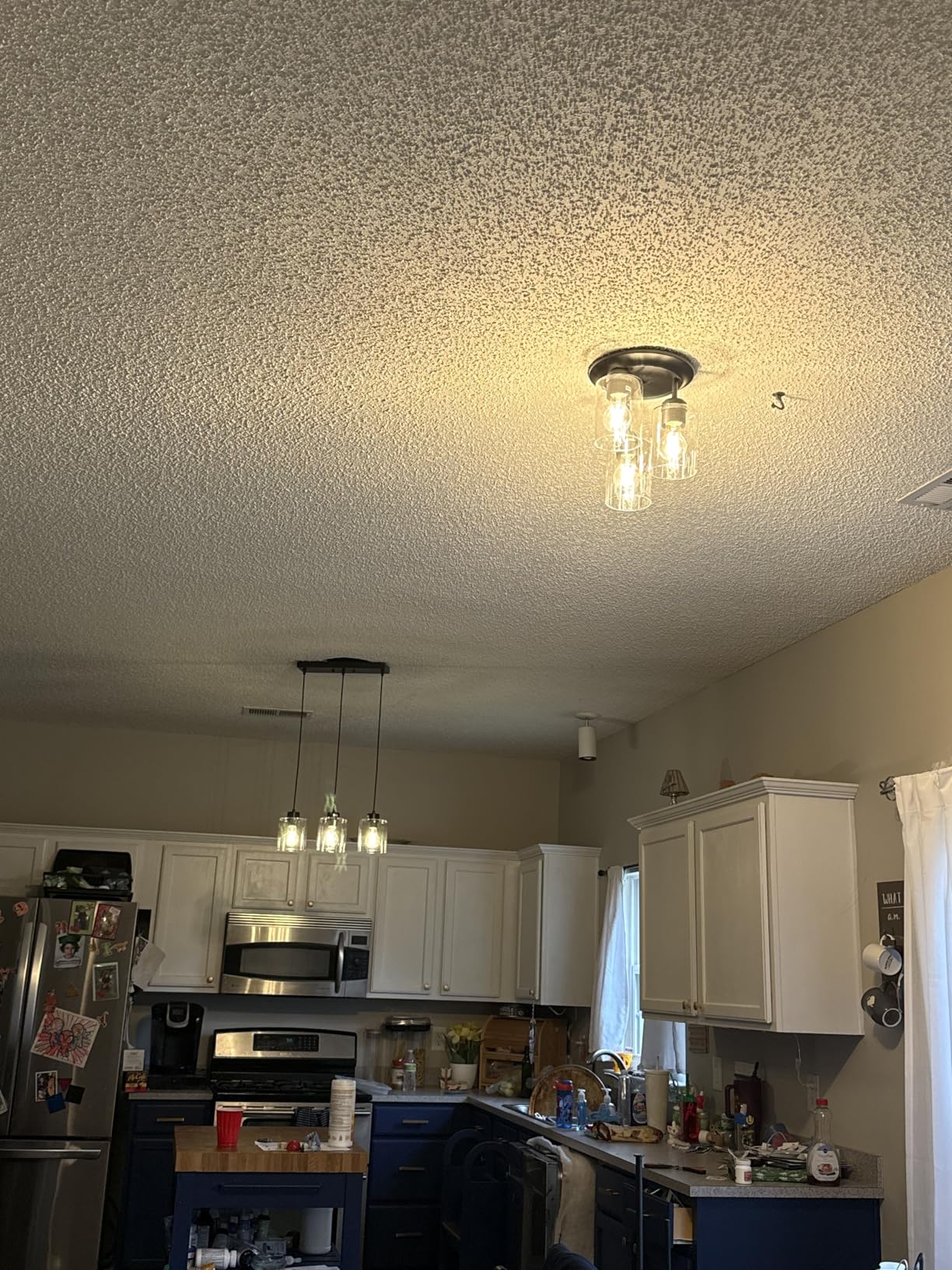 Kalium 3-Lights Semi Flush Mount Ceiling Light Fixture, Matte Black Light Fixtures, Ceiling Light for Kitchen, Foyer, Entryway, Farmhouse, Home Decor, Clear Glass Shade customer photo 2