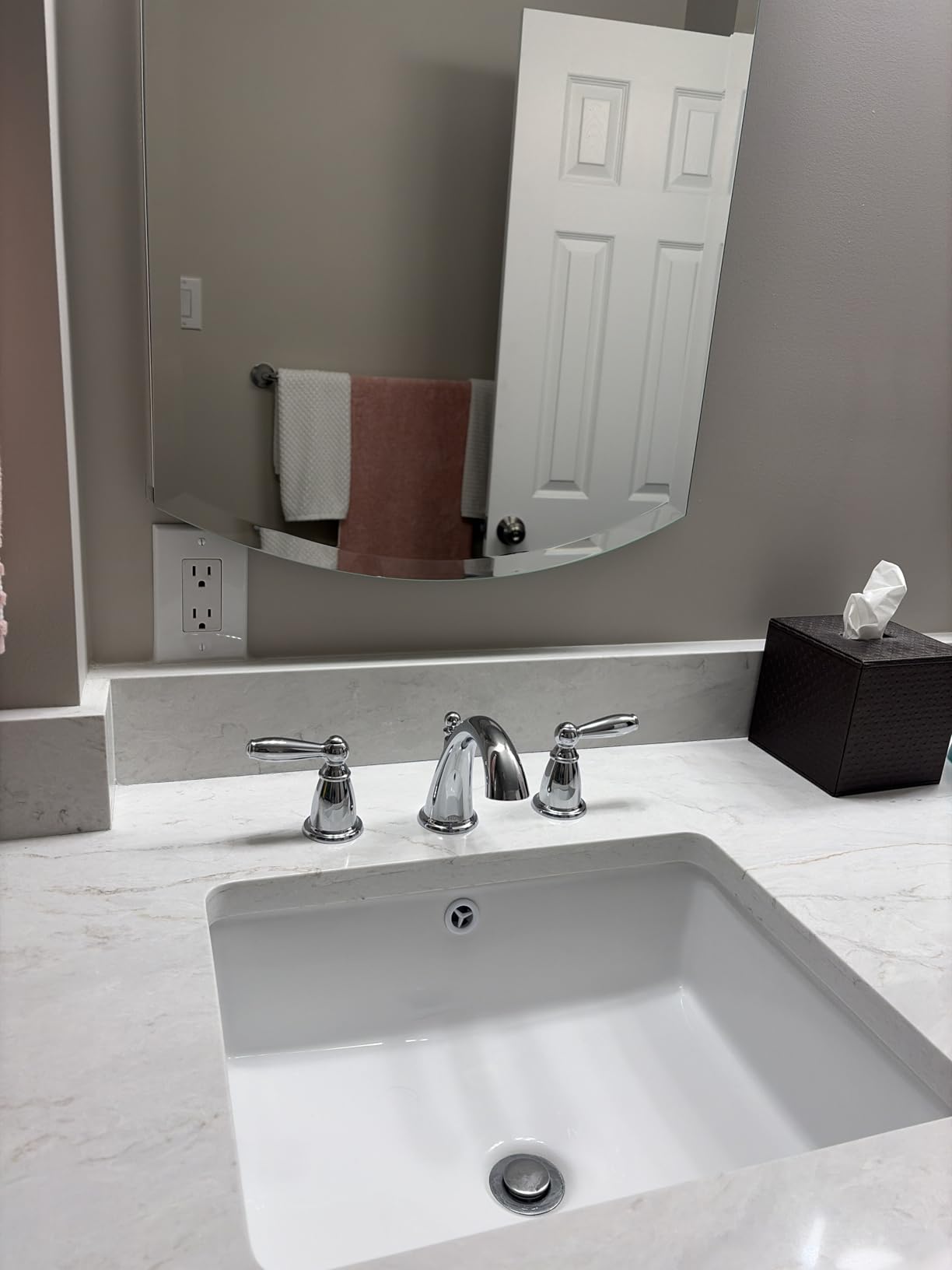 Moen TV6620 Brantford Widespread Bath Faucet, Chrome | Bathroom sink faucet, valve included, widespread installation, high arc spout, chrome finish customer photo 2