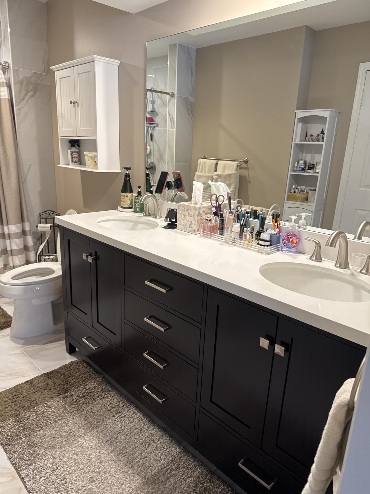ARIEL Cambridge 72-inch Bathroom Vanity with Sink,Solid Wood, 1.5-inch Pure White Quartz Countertop & Backsplash, Double Oval Porcelain Sink, 4 Soft Closing Doors, 6 Dovetail Drawers, White Oak customer photo 1