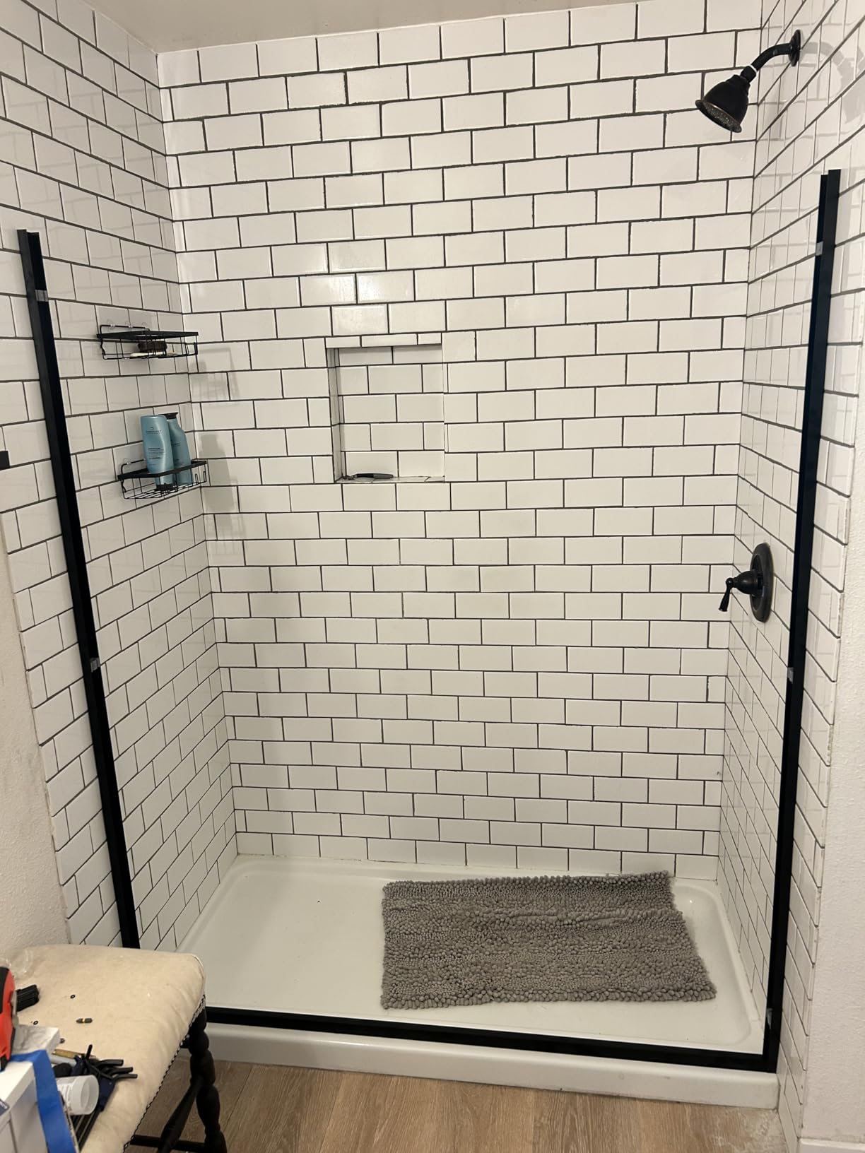 ENSO SENKA Double Sliding Glass Shower Door 56-60 W x 72 H, Matte Black | 1/4 (6mm) SGCC Clear Tempered Glass, Easy to Clean, Anti-Splash, Semi-Frameless Bypass Shower Doors for Walk in Shower customer photo 2