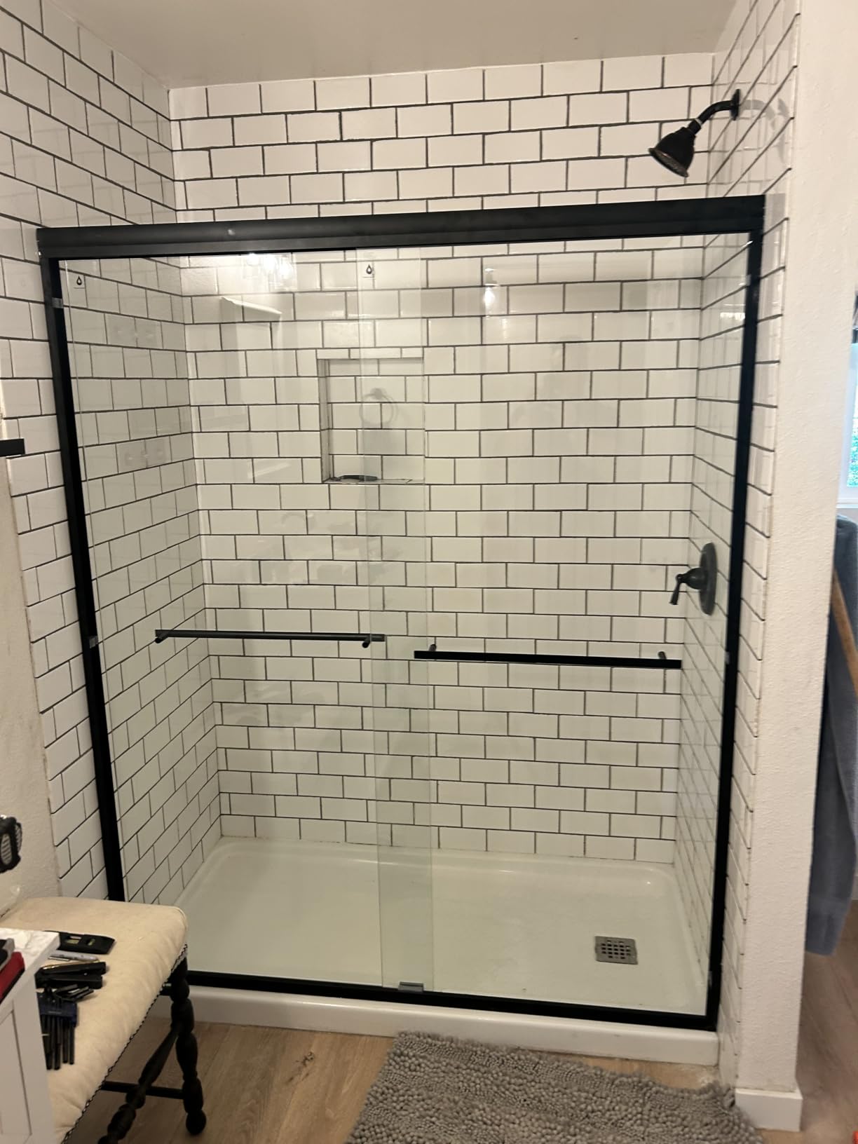 ENSO SENKA Double Sliding Glass Shower Door 56-60 W x 72 H Brushed Nickel | 1/4 (6mm) SGCC Clear Tempered Glass, Easy to Clean, Anti-Splash, Semi-Frameless Bypass Shower Doors for Walk in Shower customer photo 1