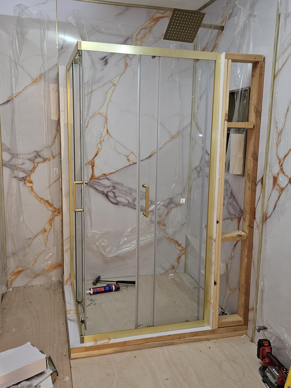 Corner Shower Enclosure 36 in.D x 36 in. W x 71 in. H | Black Framed Double Sliding Shower Door with 1/4 (6mm) SGCC Tempered Glass (Shower Base Not Included) customer photo 2