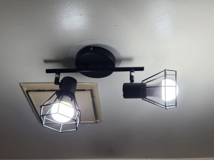 LTBLIGHT 6-Light Track Lighting Fixtures Ceiling Black Spotlight, E26 Base, Adjustable farmhouse ceiling light customer photo 2
