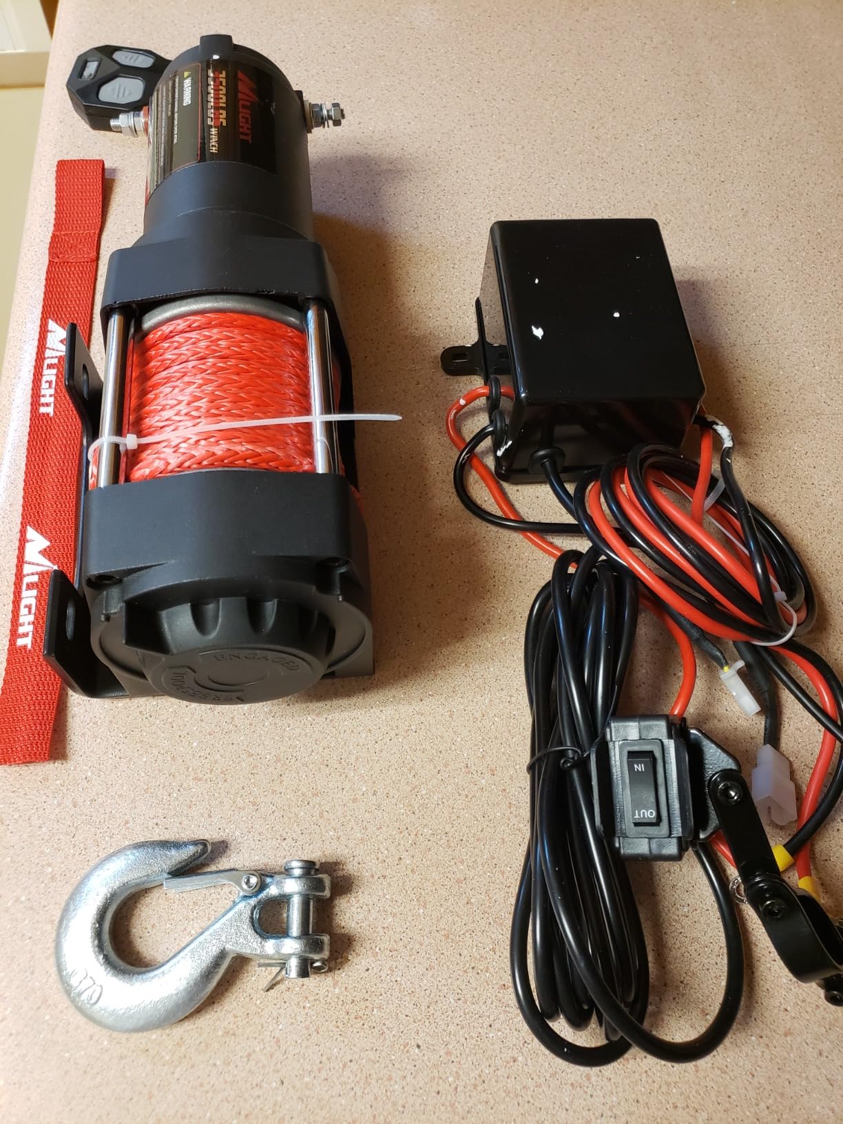 Nilight 3500 lbs ATV Winch 12V Electric Winches With Synthetic Winch Rope Wireless Remote Wired Switch Fairlead Mounting Plate Portable Waterproof Winch for Towing ATV UTV Trailer Truck Jeep Offroad customer photo 2