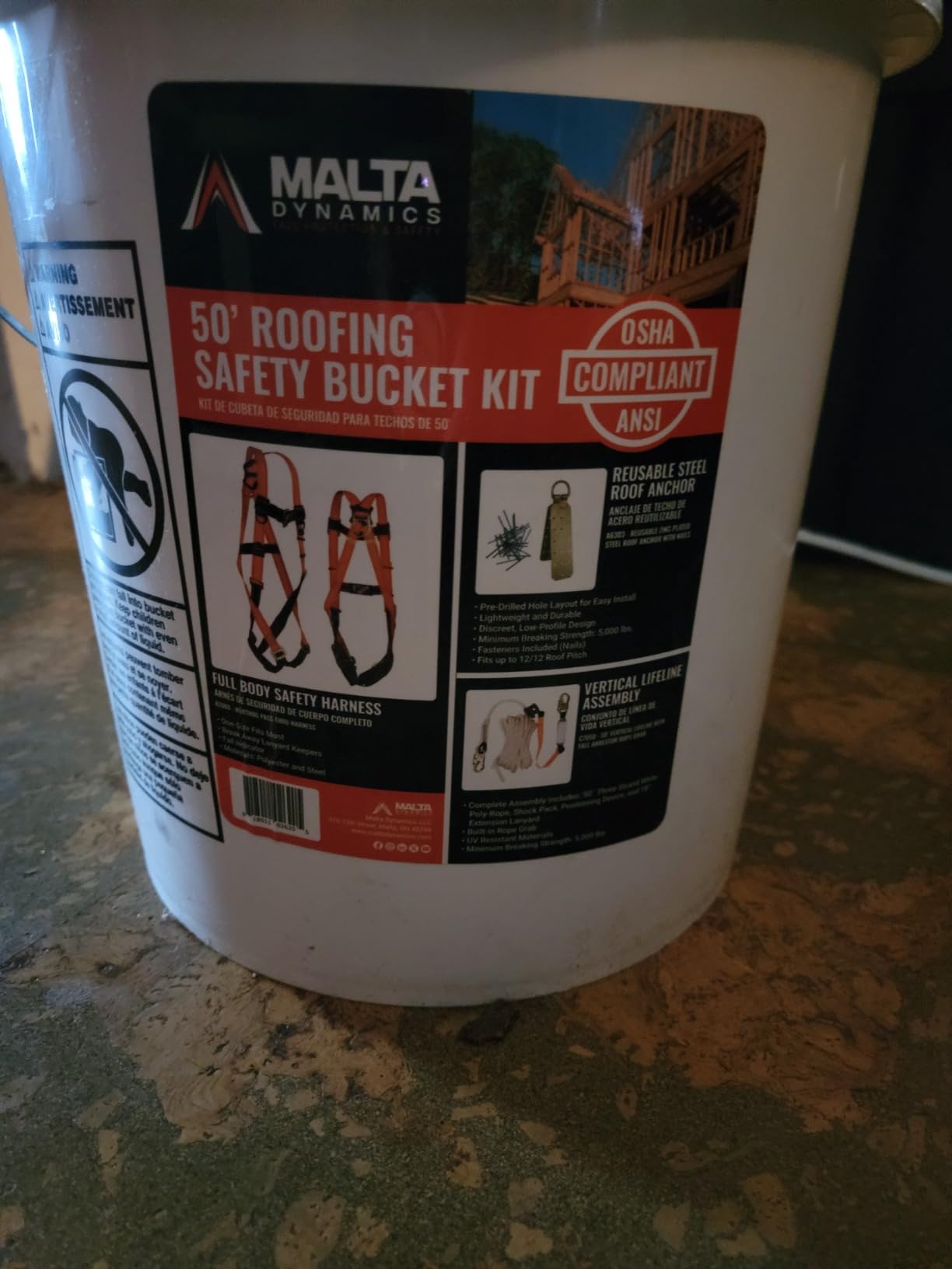 50' Roofer's Safety Bucket Kit - Warthog Pass-Thru Safety Harness, Reusable Roof Anchor, and 50' Vertical Lifeline Assembly, OSHA/ANSI Compliant customer photo 2