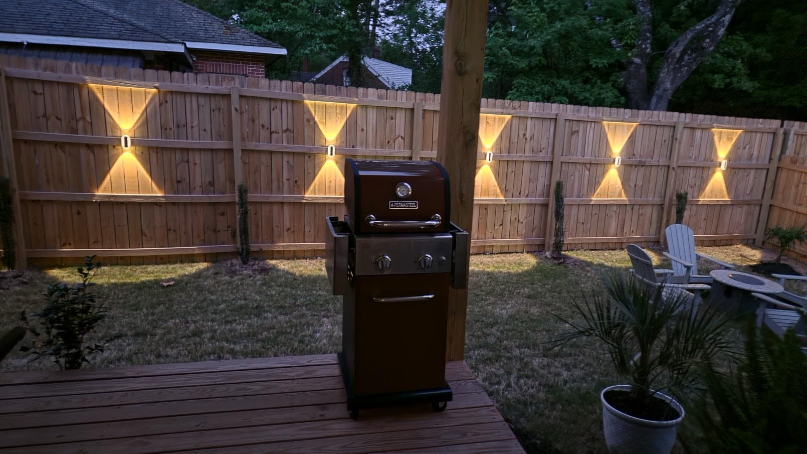 Solar Fence Lights Outdoor - 3000/4000/6000K 3 Modes, IP65 Waterproof Fence Lights Solar Powered, Up & Down Lighting Solar Wall Lights Outdoor for Backyard/Garden/Patio/Garage and Wall decor (8 pack) customer photo 1