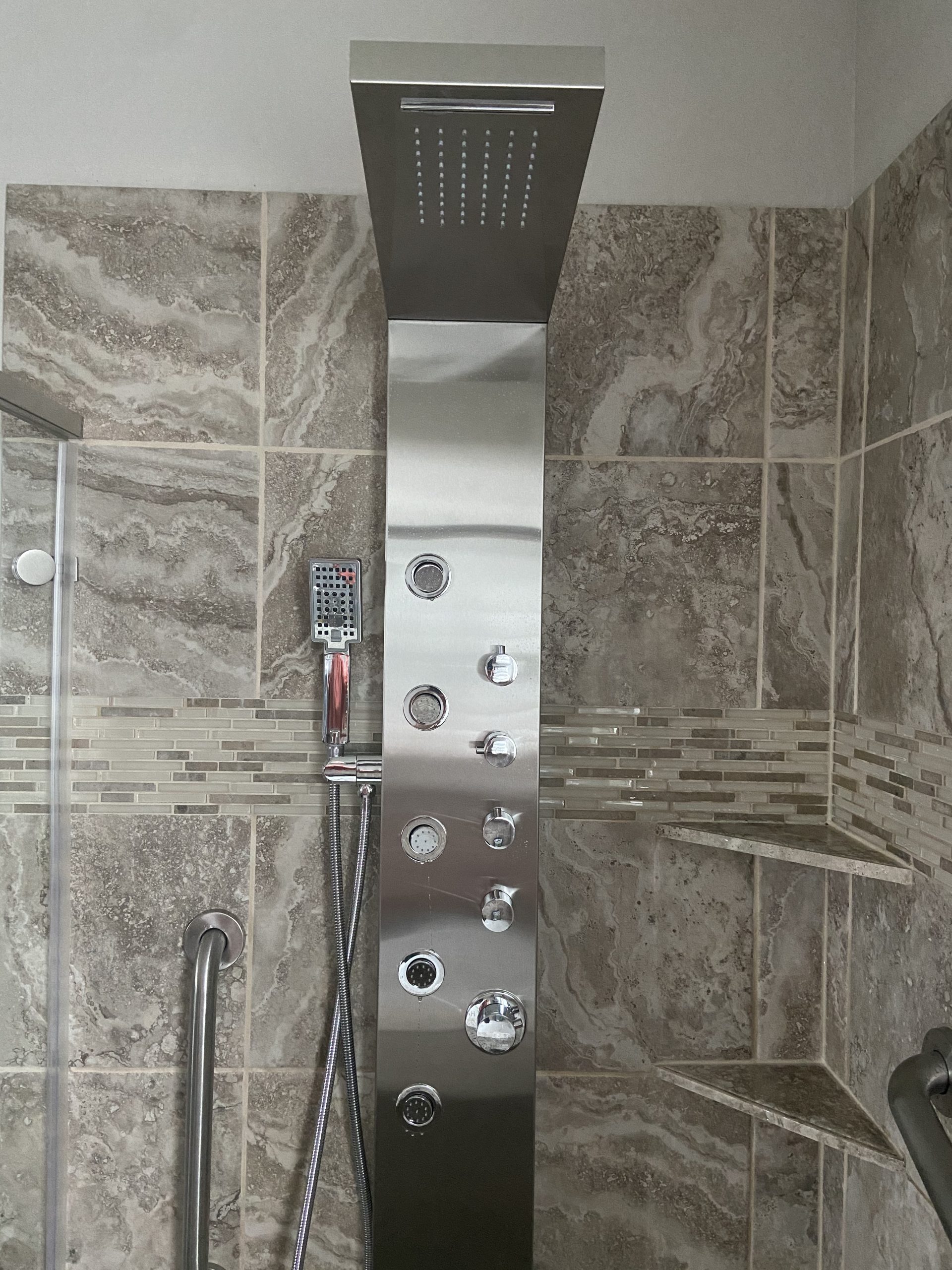 ROVATE Shower Panel Tower System with Rainfall Waterfall Shower Head, Elegant Matte Black 4-in-1 Shower-Tower with Jets and Handheld, Stainless Steel Shower Column High Pressure customer photo 2