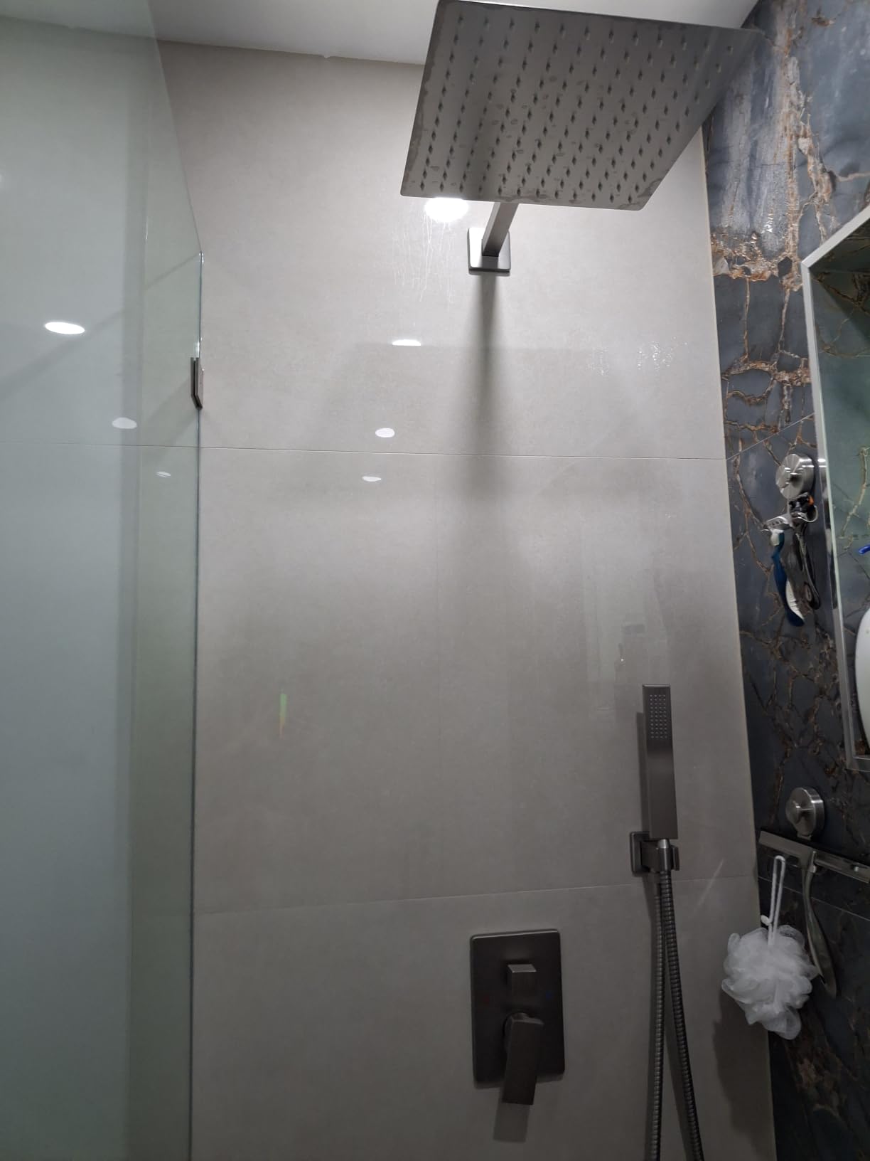 Aolemi Shower Faucet Set Rain Shower System with Handheld Spray Bathroom Shower Combo Rough-in Valve and Shower Trim Kit Included Matte Black 8 Inch Wall Mount Shower Head customer photo 2