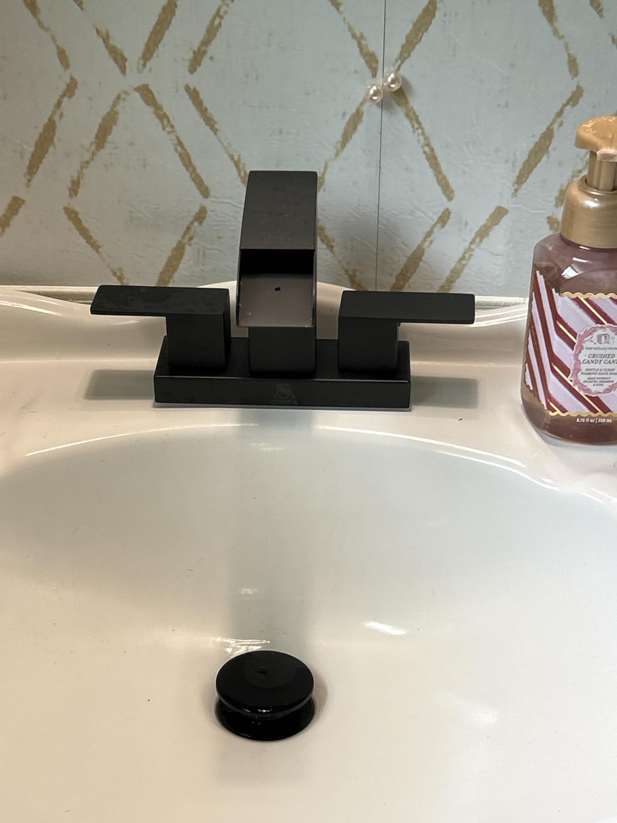 Cobbe Waterfall Bathroom Faucet, Matte Black 4 Inch Centerset 2 or 3 Hole | Bathroom Sink Faucet Square with Pop-Up Drain, 2 Handle and 2 Supply Hoses, Lead-Free Stainless Steel for Vanity Sink Rv customer photo 2