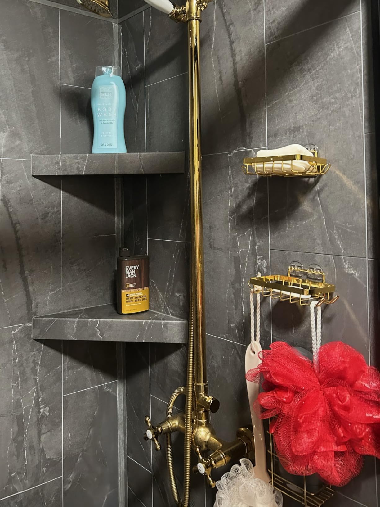 Palisade Vinyl Shower Surround Kit 78in x 60in x 32in, Urban Quarry | Waterproof PVC wall panels, grout-free design customer photo 1