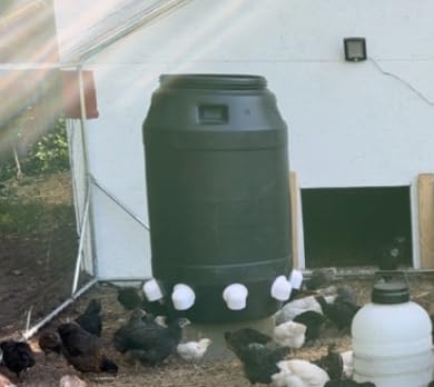 Chicken Feeders No Waste, DIY Automatic Poultry Feeder - 8 Ports Red | Buckets Barrels Bins Troughs-mountable Design for common Breeds of Chicken Flock with Hole Saw customer photo 2