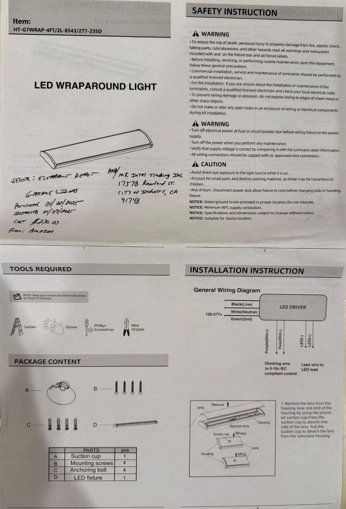 4FT LED Wraparound Light Fixture, 48 inch Kitchen Lighting Fixtures Ceiling, 54W 6210LM, 3500-5000K, 120-277V Commercial 4FT Led Light Fixtures for Laundry Room, Closet, Garage, UL (0-10 v dimming) customer photo 2