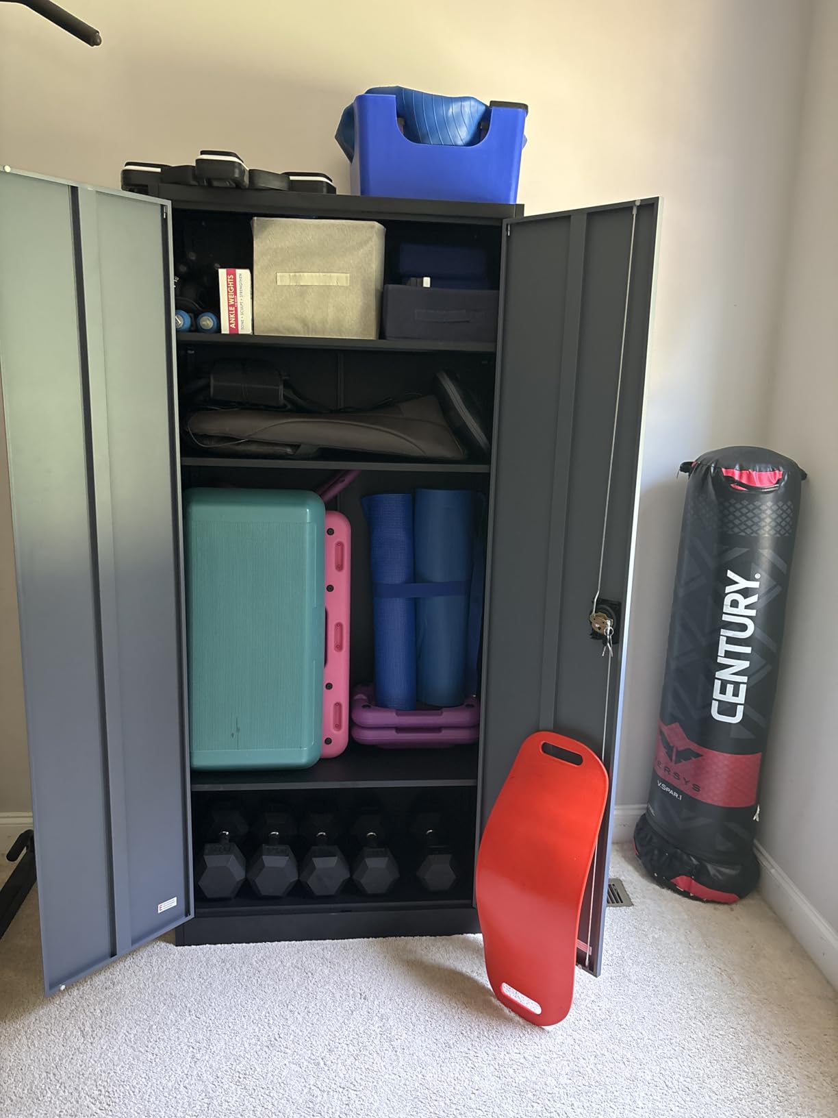 Metal Storage Cabinet with Wheels,75 inch Tall Rolling Garage Storage Cabinet with Lock,Black Metal Cabinets with Wheels and Shelves,Deep Heavy Duty Tool Locker for Garage,Home,Office,Shop customer photo 2