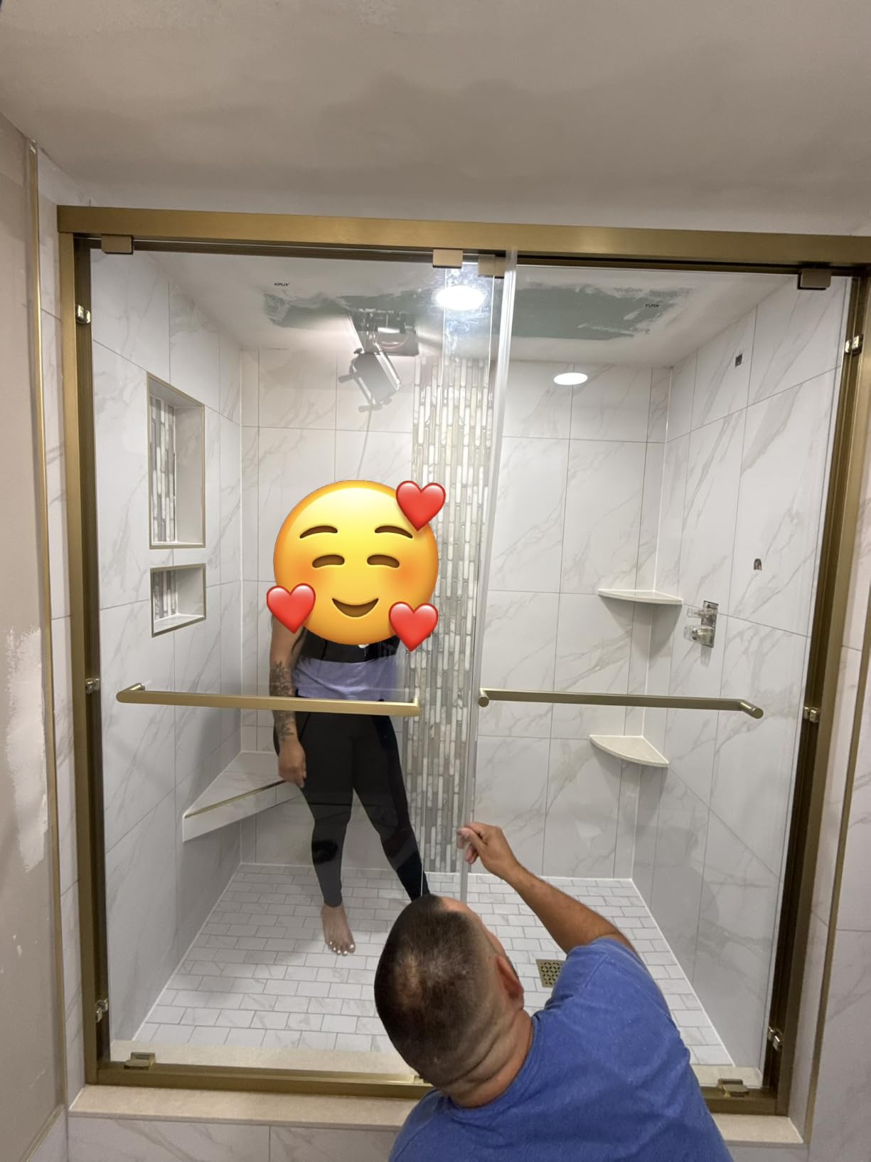 KPUY Double Sliding Glass Shower Door 55-60