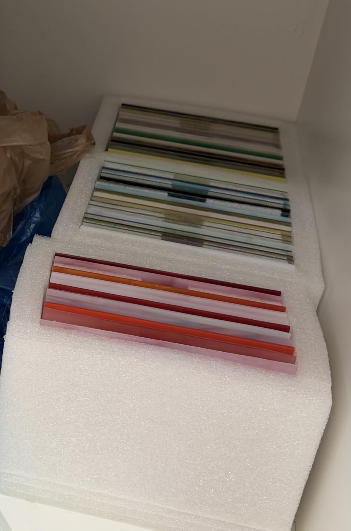 36 Sheets Opaque Stained Glass Bulk Variety Pack, 4 x 6 Inch Mosaic Glass Tiles for Crafts, Assorted Colors Cathedral Art Glasses Sheets for Stained Glass Making Projects customer photo 1