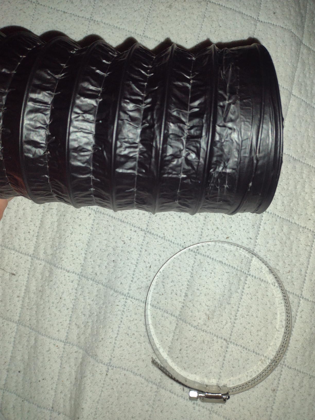 4 Inch 3 Feet Dryer Vent Hose, Aluminium Foil Insulated Flexible Duct, Heavy Duty Flexible Exhaust Duct Hose, HVAC Ducting Kit with 2 Dryer Vent Clamps (Black) customer photo 2
