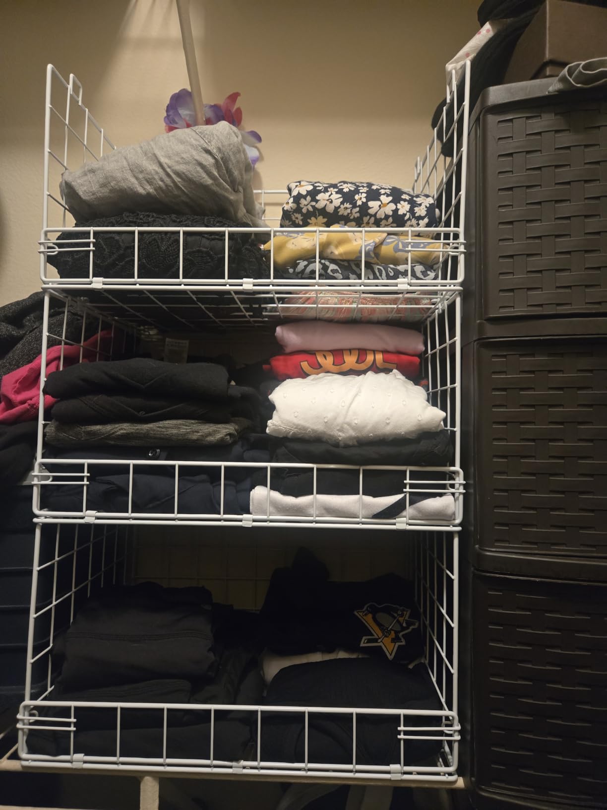 Yociyoga 6-Tier Stackable Closet Organizers and Storage Shelves, Closet Shelf Organizer Basket Bins, Foldable Sweater Storage for Clothes Organizer System, White（Patent No. 30022416） customer photo 1